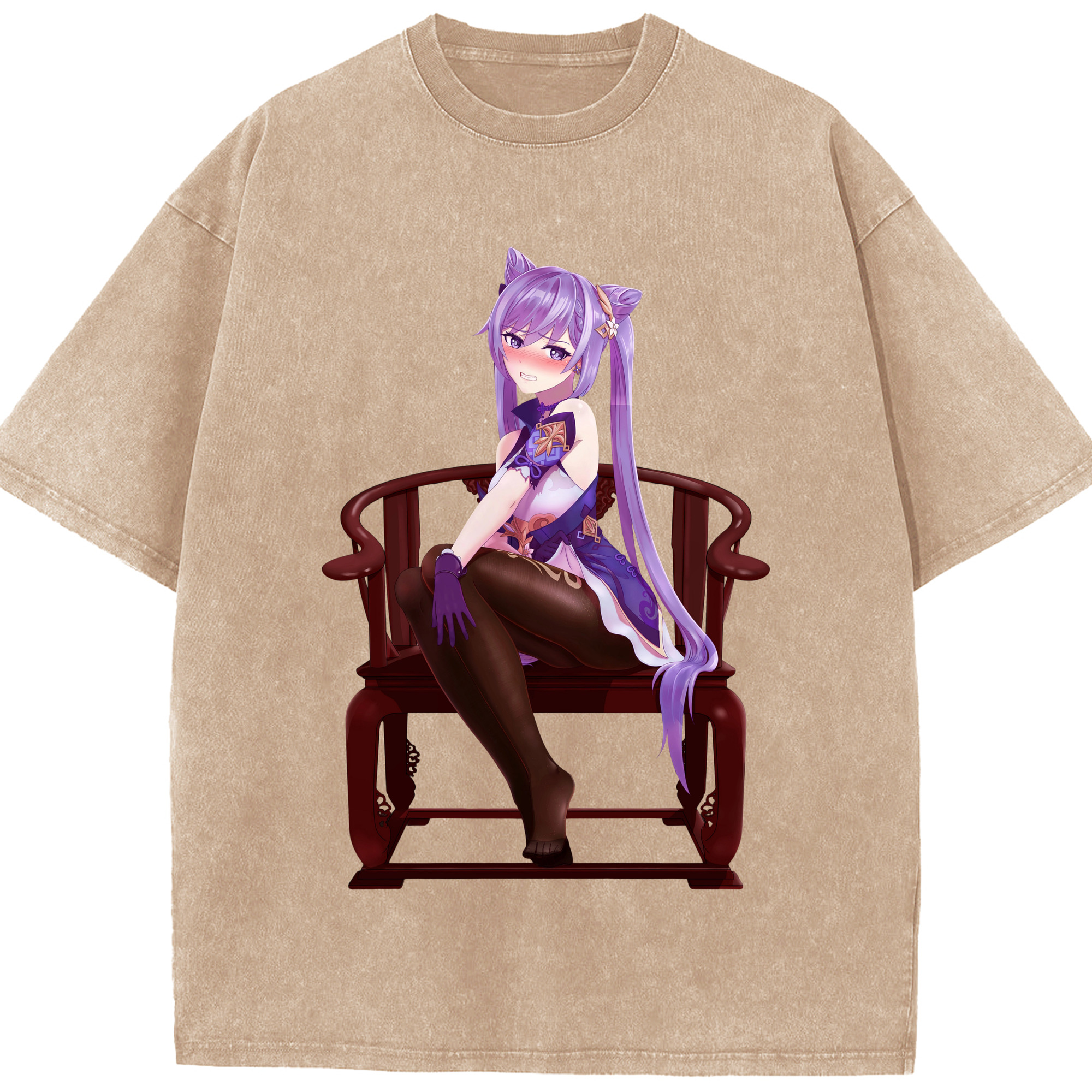 げんし神 刻晴 こくせい genshin Kokusei 綿100% ヴィンテージ風 半袖Tシャツ（フロントプリント）