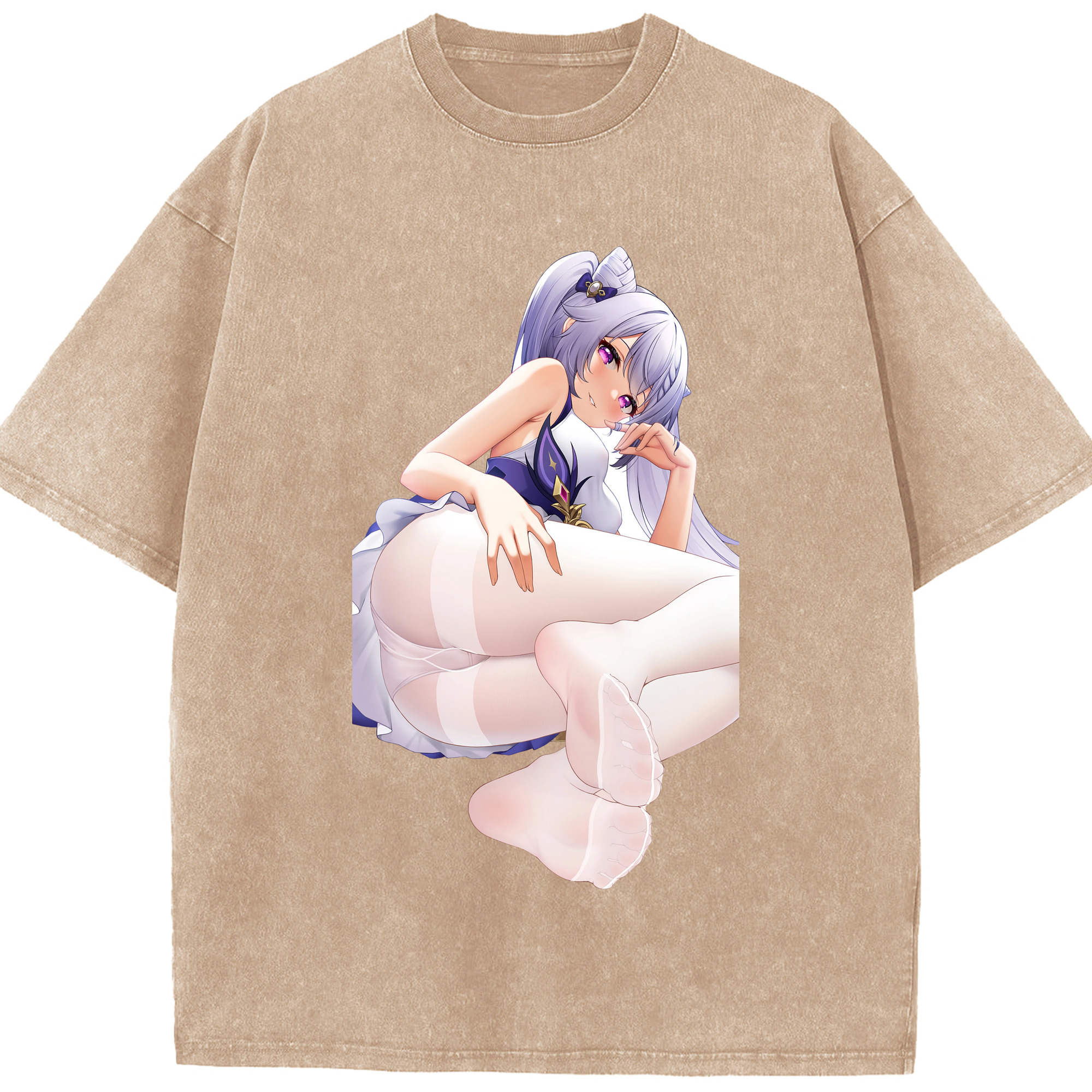 げんし神 刻晴 こくせい genshin Kokusei 綿100% ヴィンテージ風 半袖Tシャツ（フロントプリント）