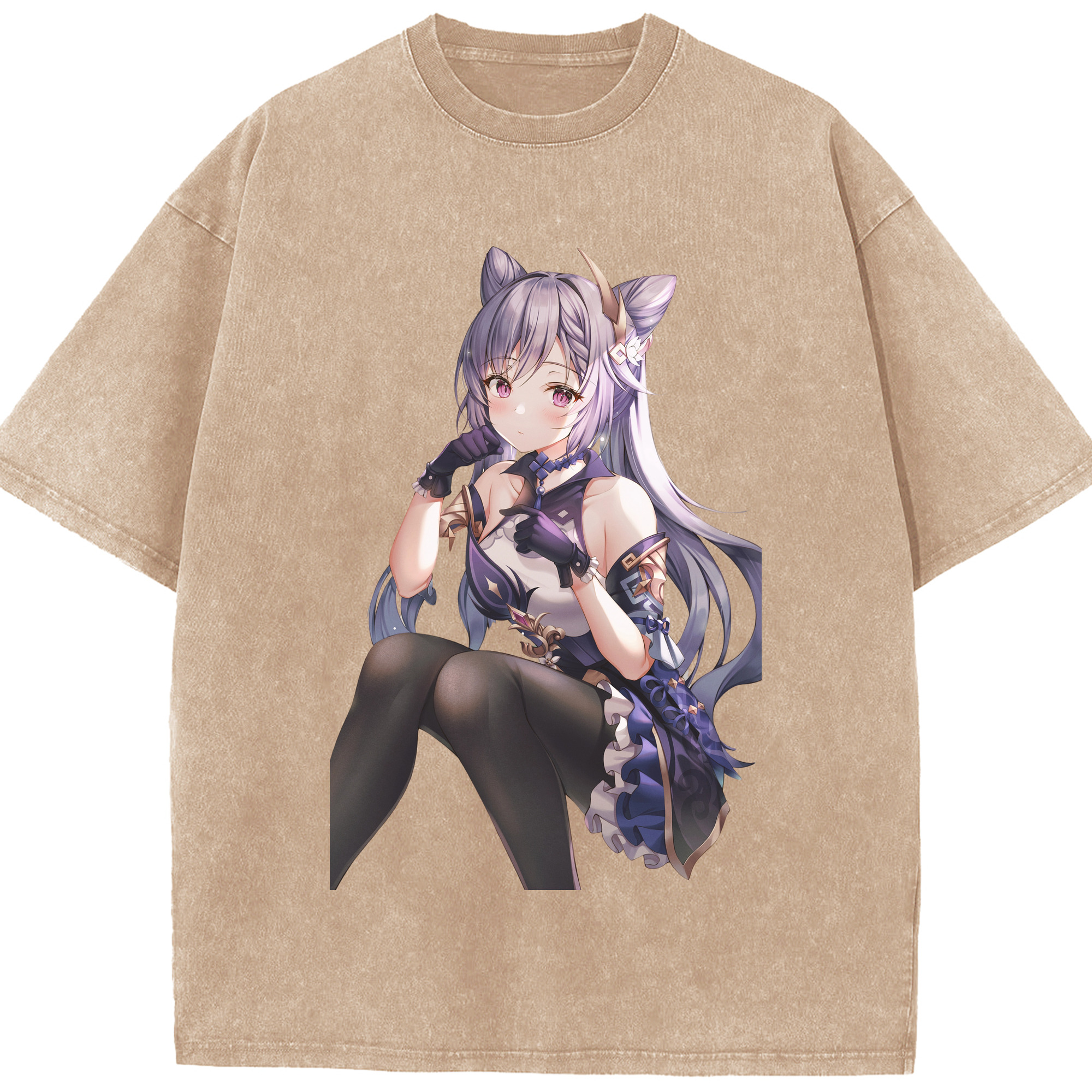 げんし神 刻晴 こくせい genshin Kokusei 綿100% ヴィンテージ風 半袖Tシャツ（フロントプリント）
