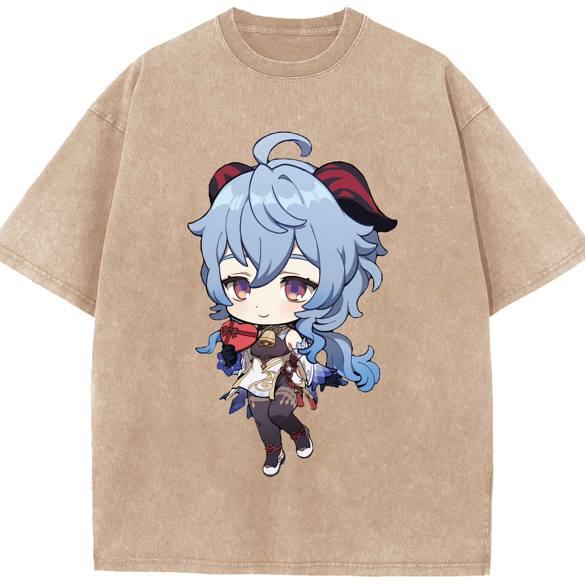 げんし神 甘雨 かんう genshin Ganyu 綿100% ヴィンテージ風 半袖Tシャツ（フロントプリント）