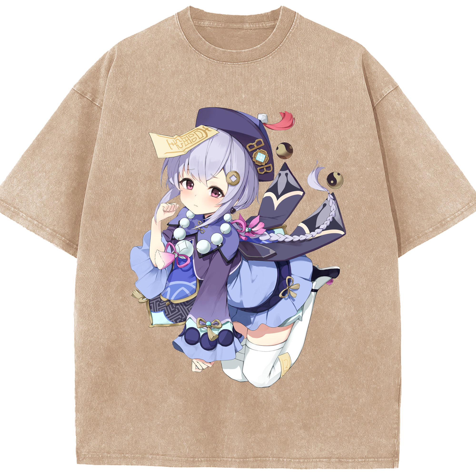 げんし神 七七 なな  genshin Nana 綿100% ヴィンテージ風 半袖Tシャツ（フロントプリント）