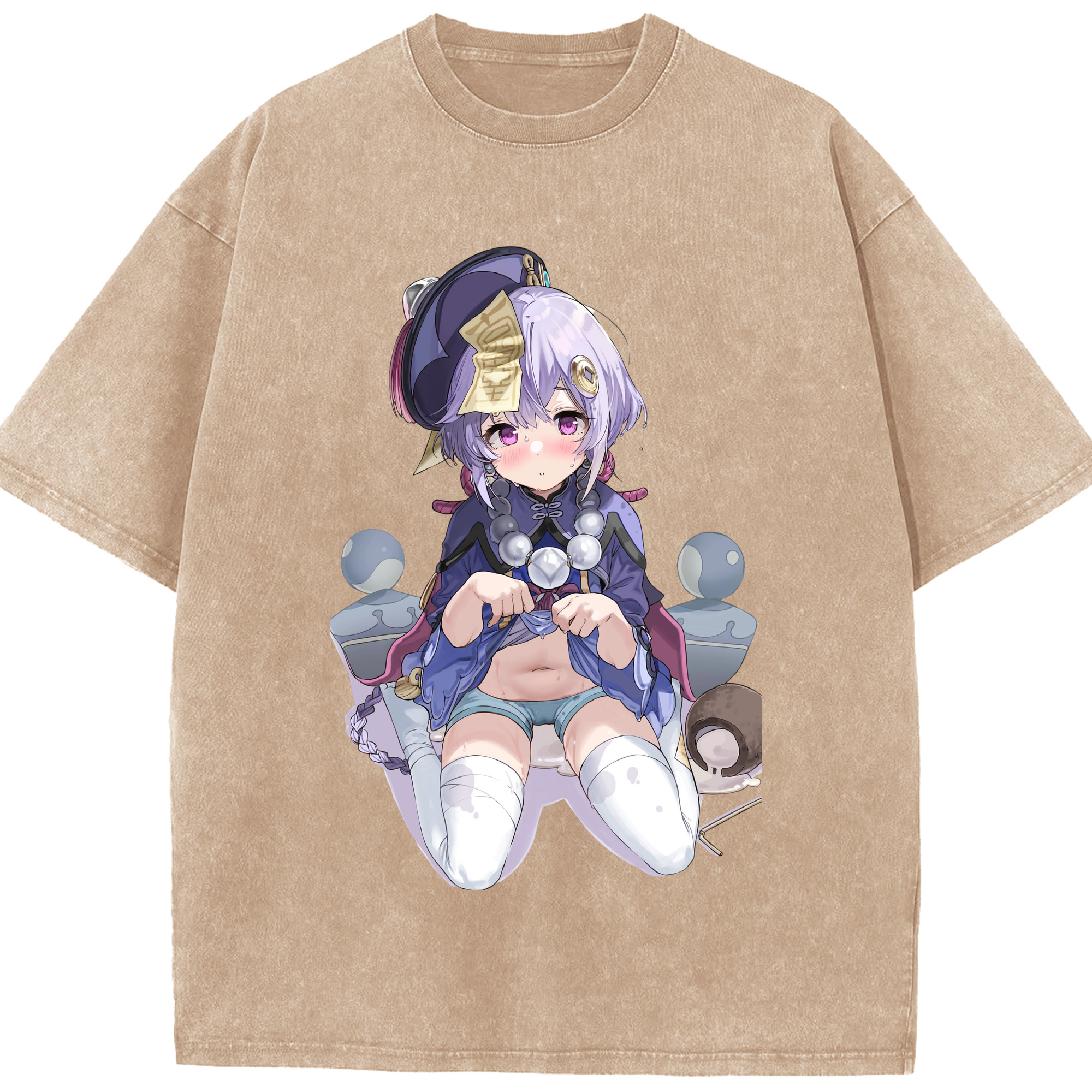 げんし神 七七 なな  genshin Nana 綿100% ヴィンテージ風 半袖Tシャツ（フロントプリント）