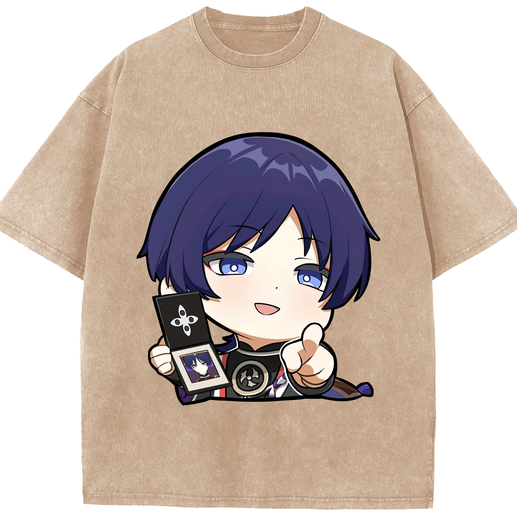 げんし神 さんペい genshin Sanpei 綿100% ヴィンテージ風 半袖Tシャツ（フロントプリント）