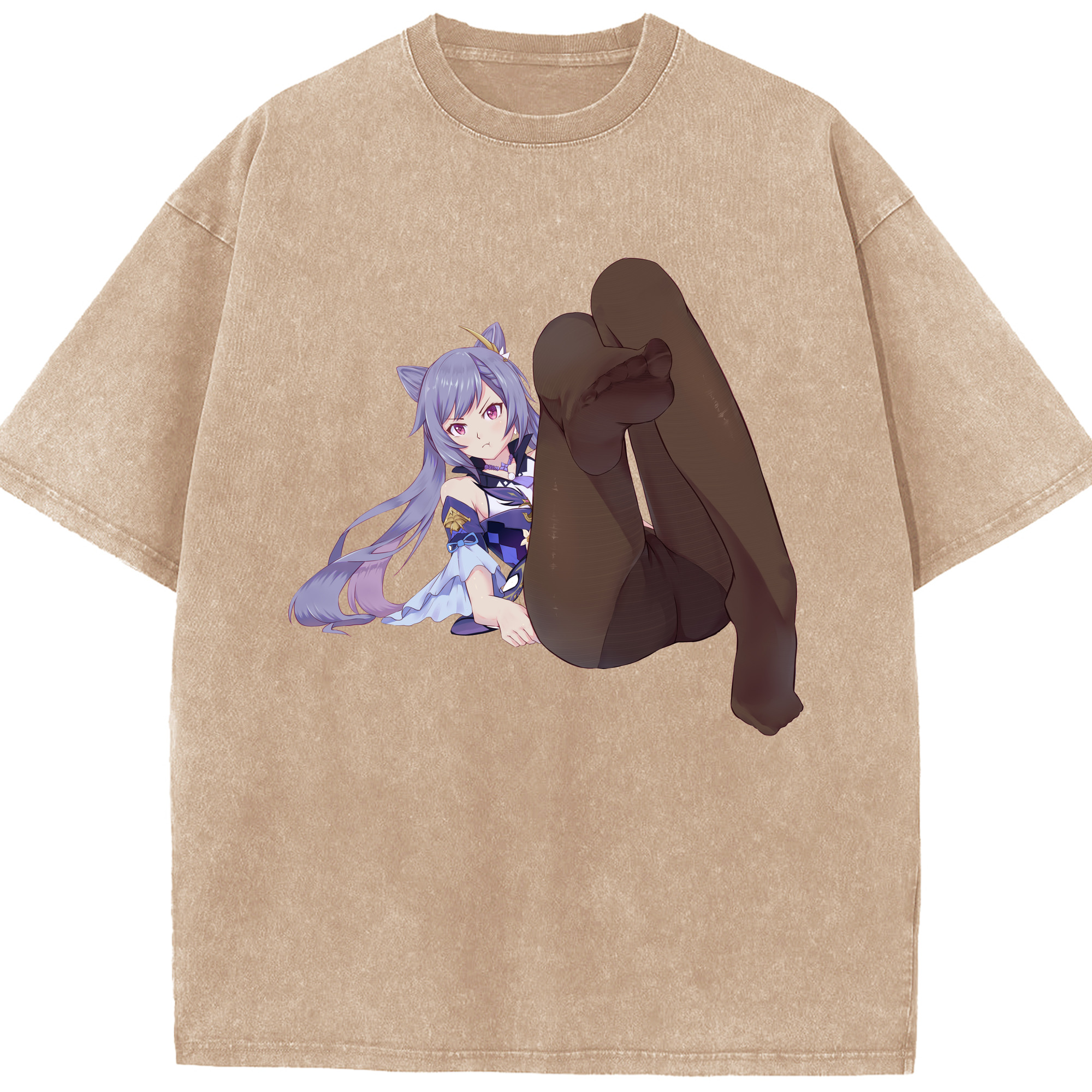 げんし神 刻晴 こくせい genshin Kokusei 綿100% ヴィンテージ風 半袖Tシャツ（フロントプリント）