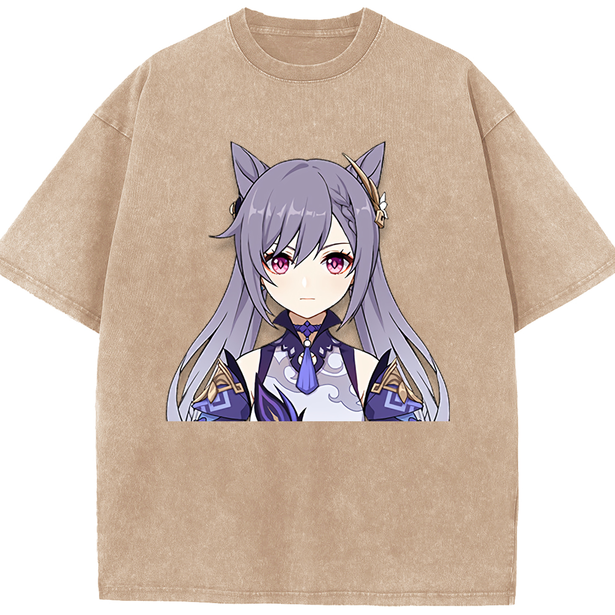 げんし神 刻晴 こくせい genshin Kokusei 綿100% ヴィンテージ風 半袖Tシャツ（フロントプリント）