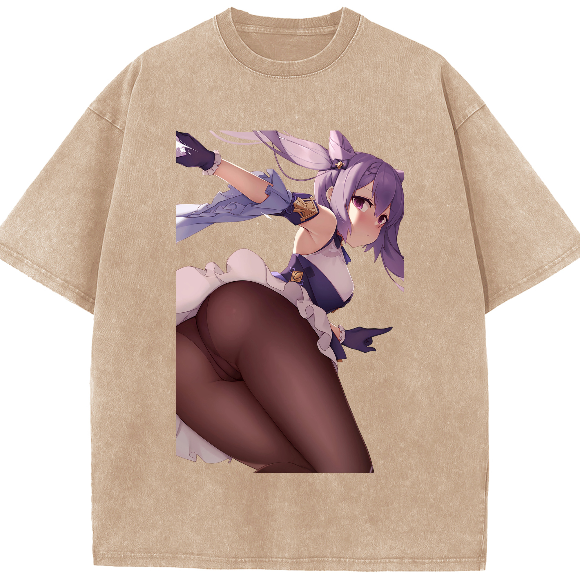 げんし神 刻晴 こくせい genshin Kokusei 綿100% ヴィンテージ風 半袖Tシャツ（フロントプリント）