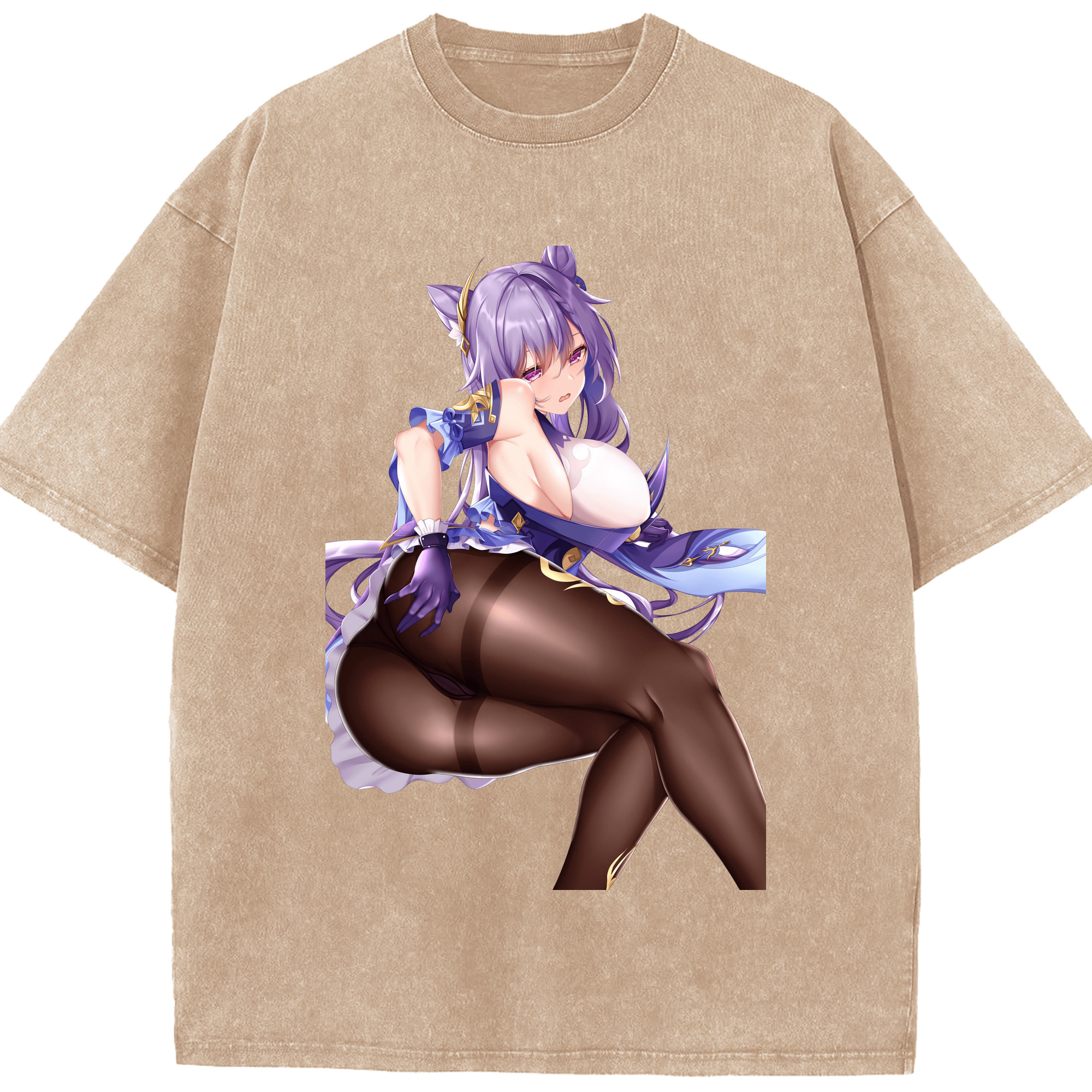 げんし神 刻晴 こくせい genshin Kokusei 綿100% ヴィンテージ風 半袖Tシャツ（フロントプリント）