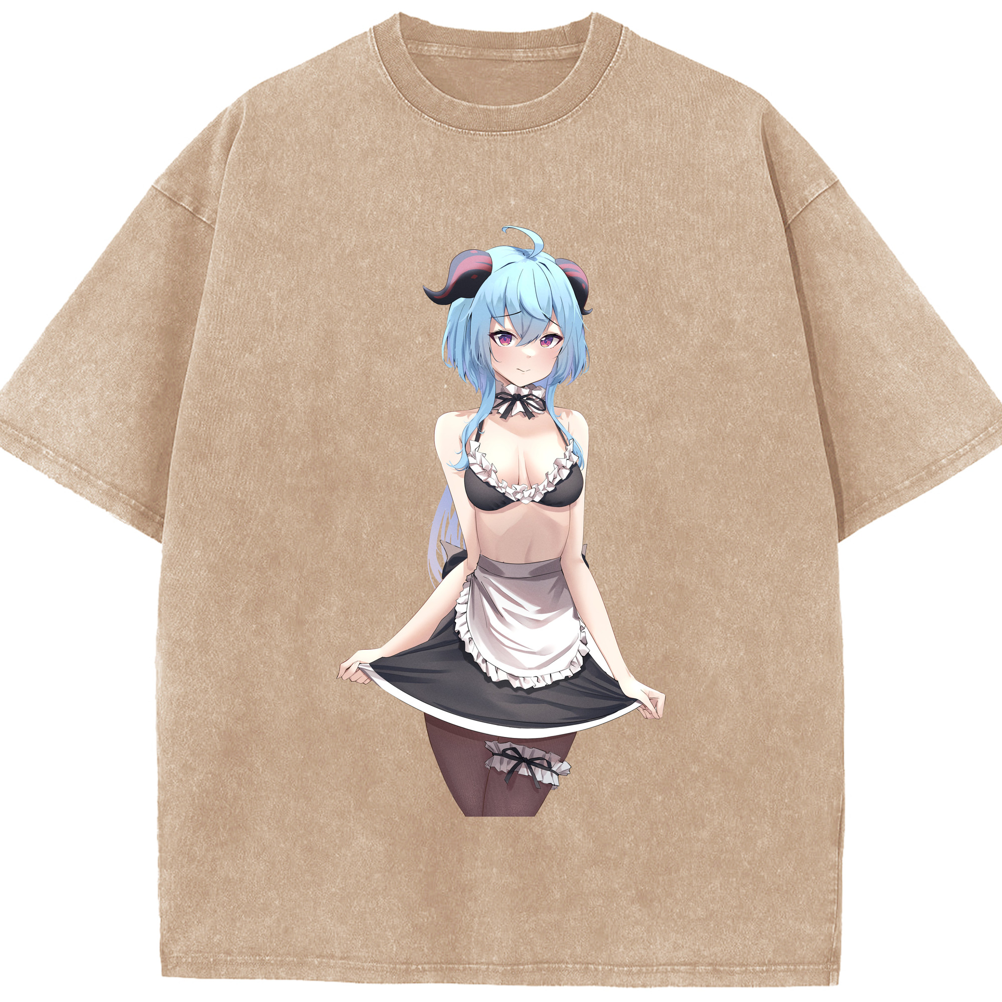 げんし神 甘雨 かんう genshin Ganyu 綿100% ヴィンテージ風 半袖Tシャツ（フロントプリント）