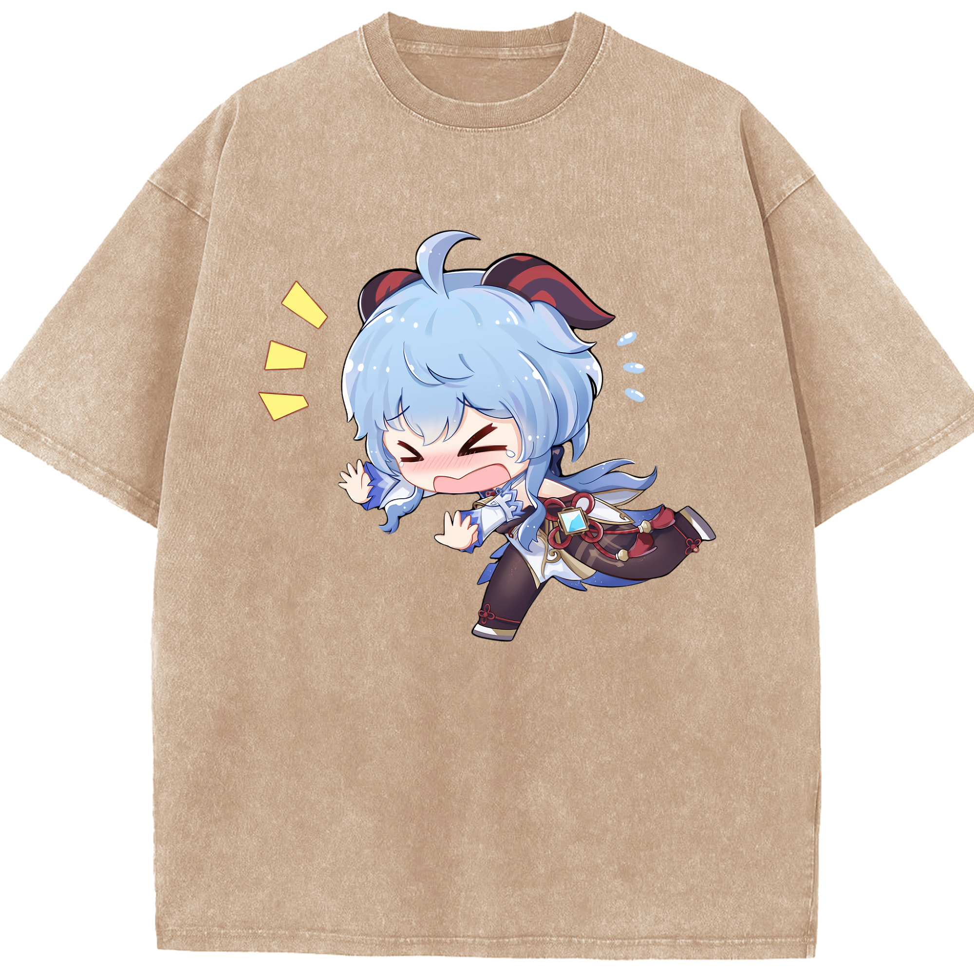 げんし神 甘雨 かんう genshin Ganyu 綿100% ヴィンテージ風 半袖Tシャツ（フロントプリント）