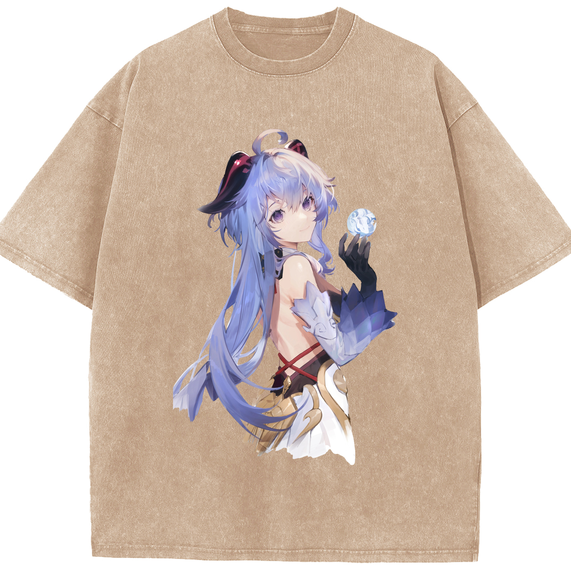 げんし神 甘雨 かんう genshin Ganyu 綿100% ヴィンテージ風 半袖Tシャツ（フロントプリント）