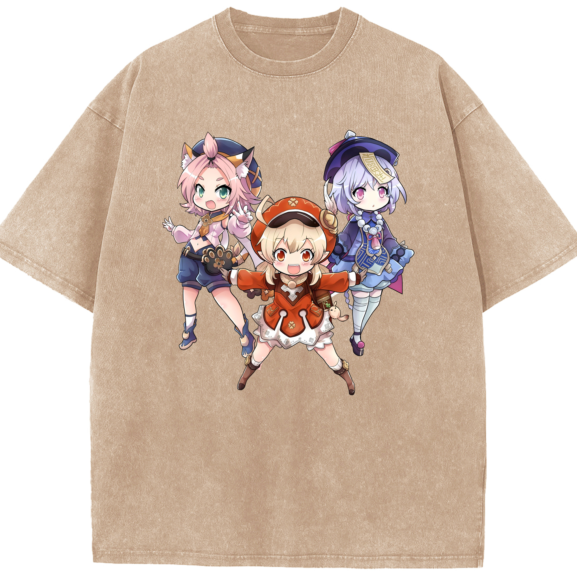 げんし神 七七 なな  genshin Nana 綿100% ヴィンテージ風 半袖Tシャツ（フロントプリント）