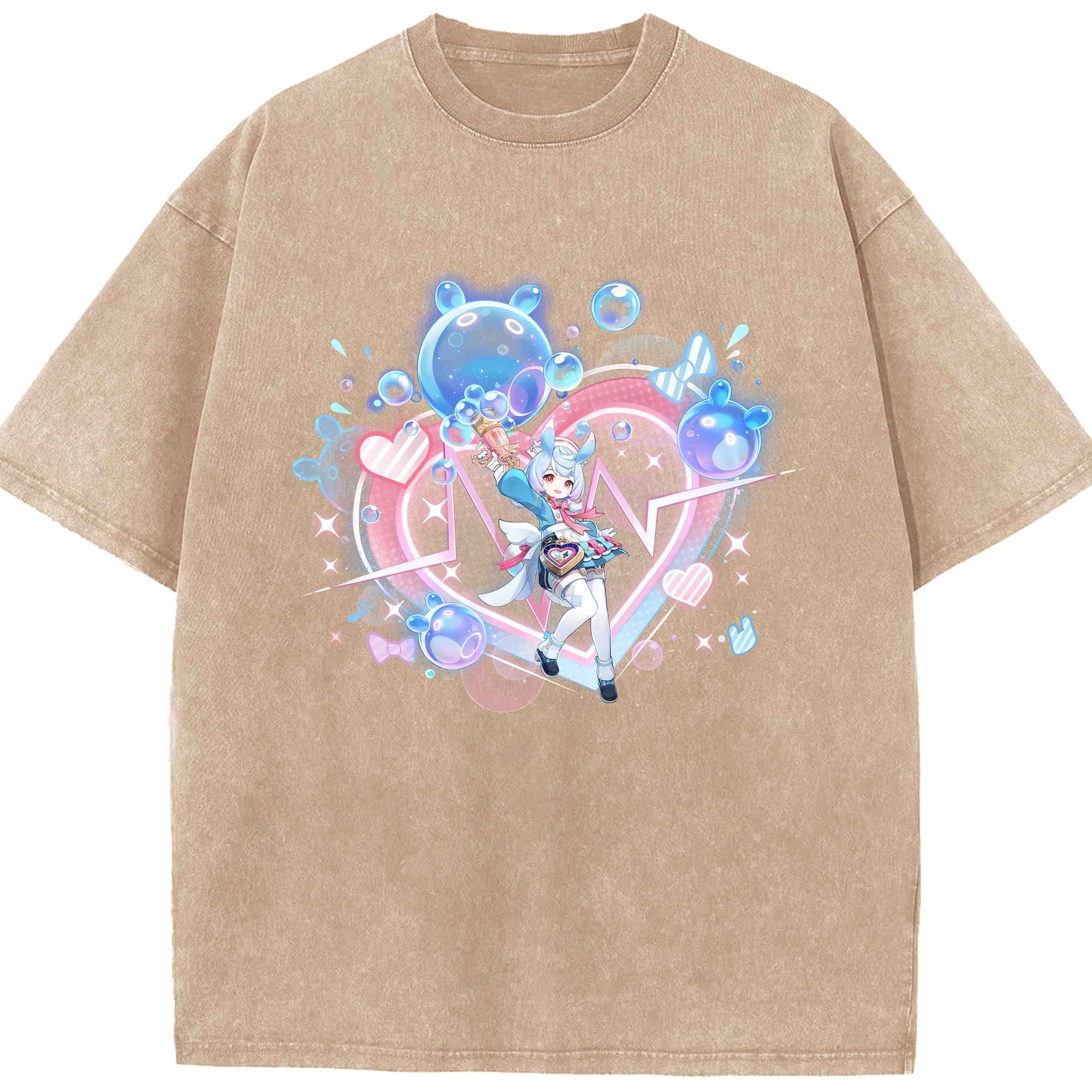 げんし神 シゲウィン genshin Shigewin 綿100% ヴィンテージ風 半袖Tシャツ（フロントプリント）