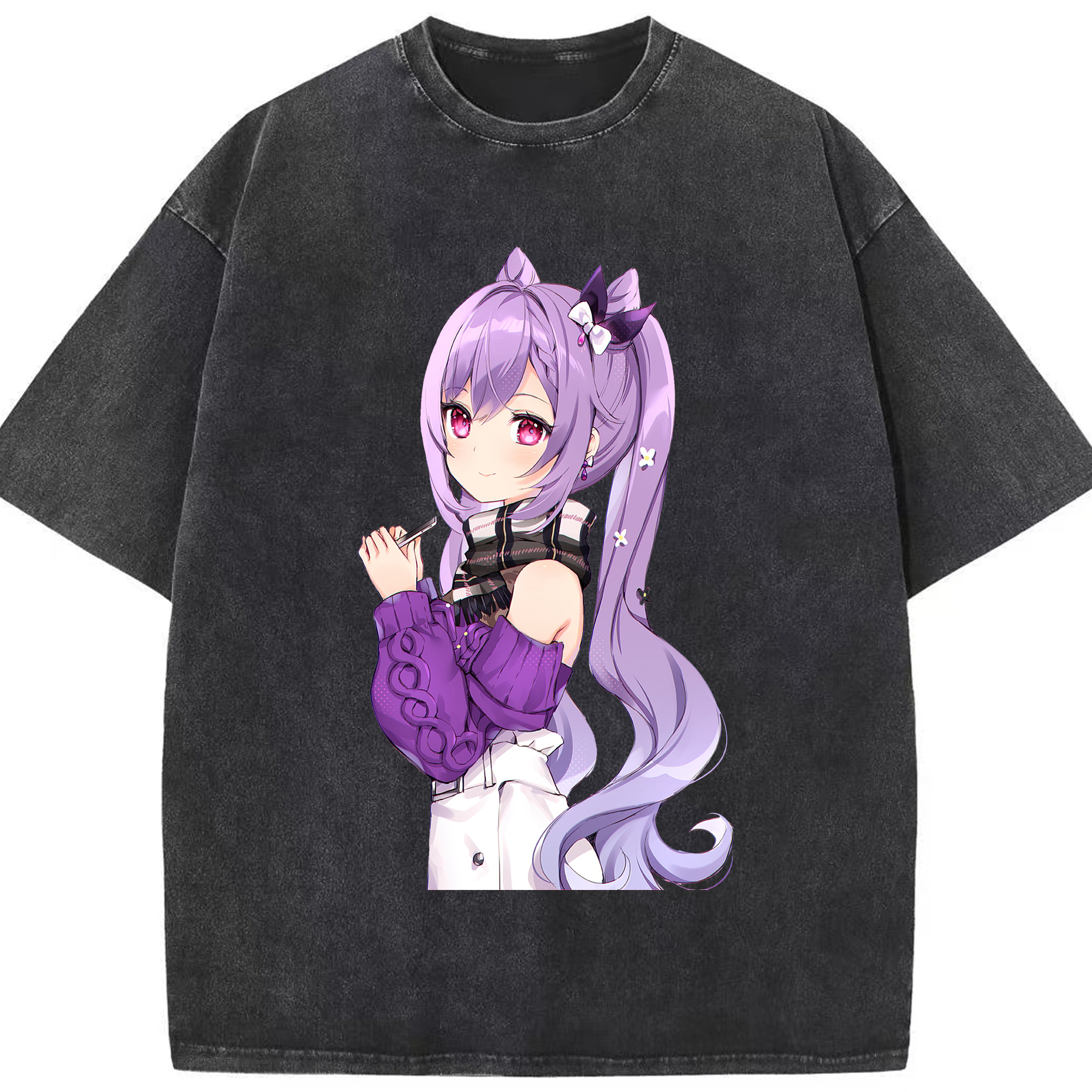 げんし神 刻晴 こくせい genshin Kokusei 綿100% ヴィンテージ風 半袖Tシャツ（フロントプリント）