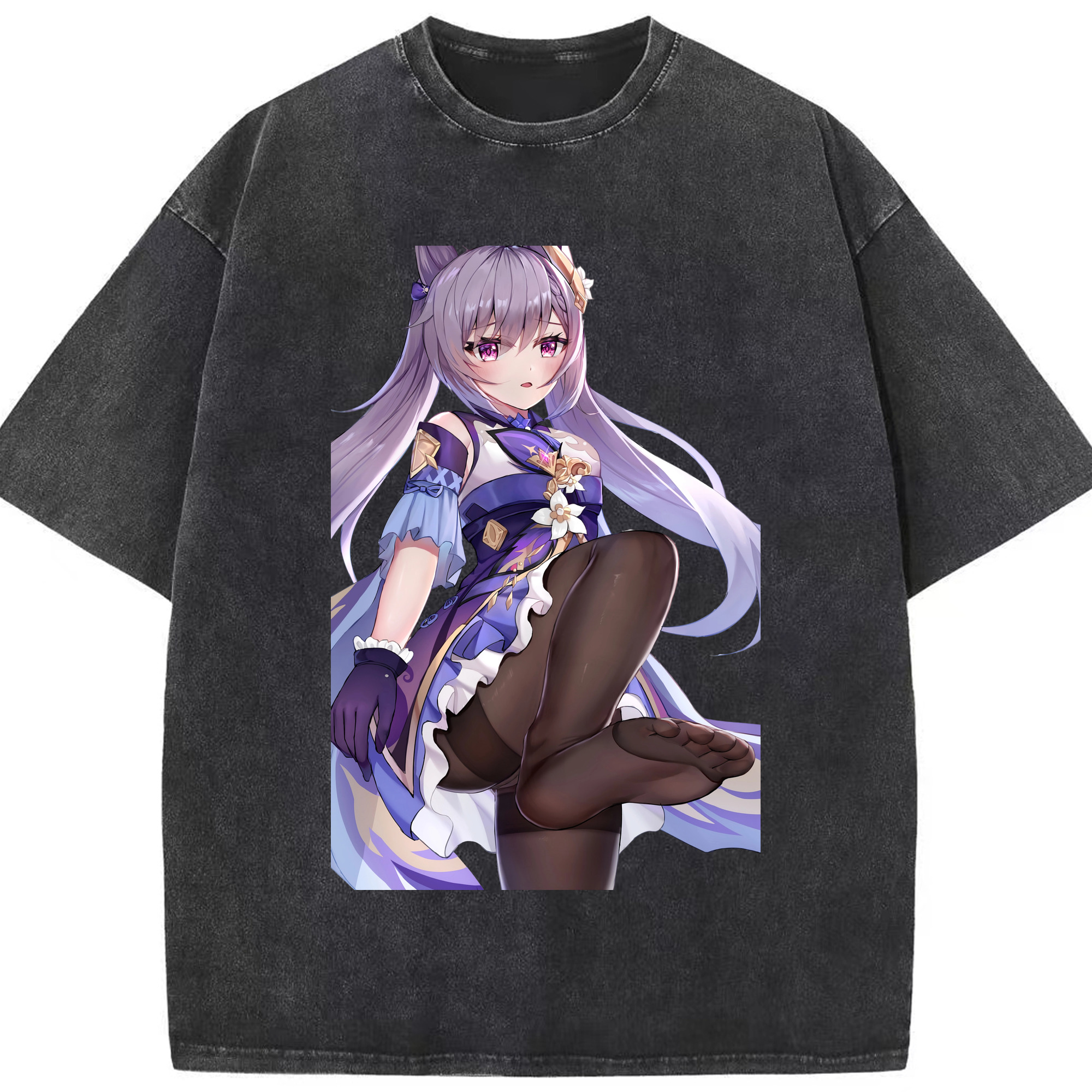 げんし神 刻晴 こくせい genshin Kokusei 綿100% ヴィンテージ風 半袖Tシャツ（フロントプリント）