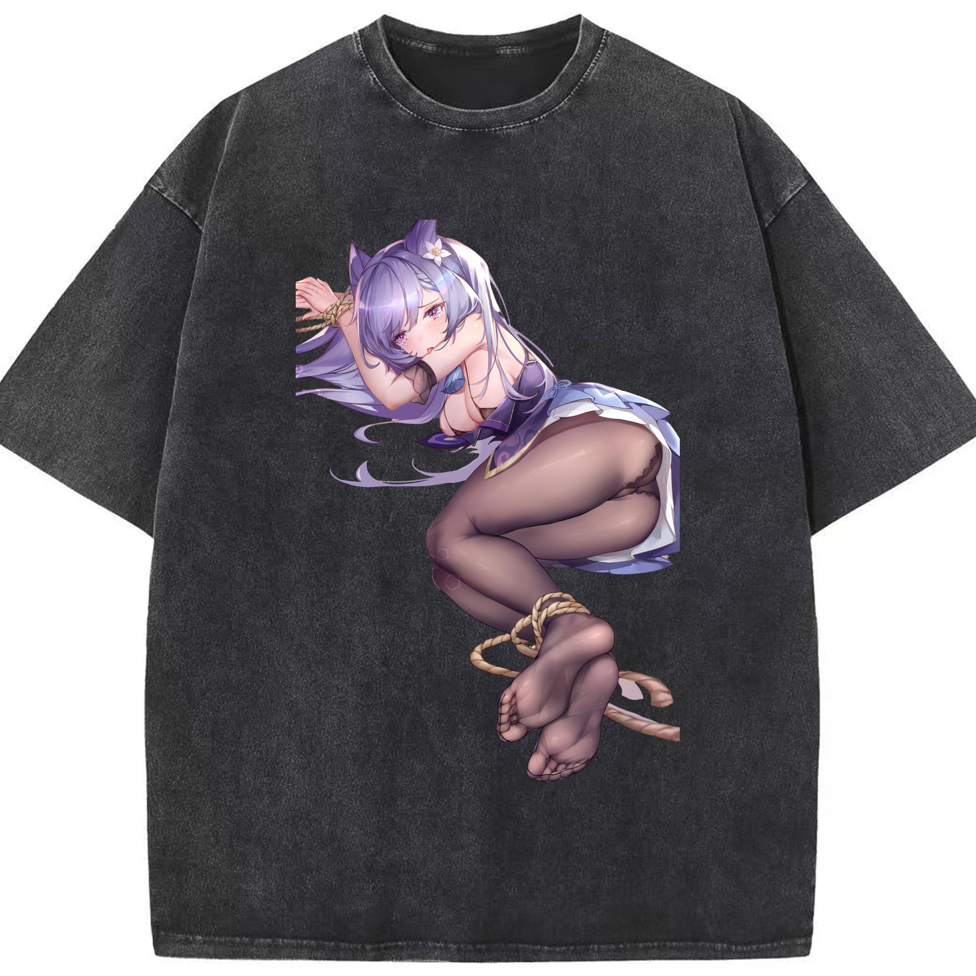 げんし神 刻晴 こくせい genshin Kokusei 綿100% ヴィンテージ風 半袖Tシャツ（フロントプリント）