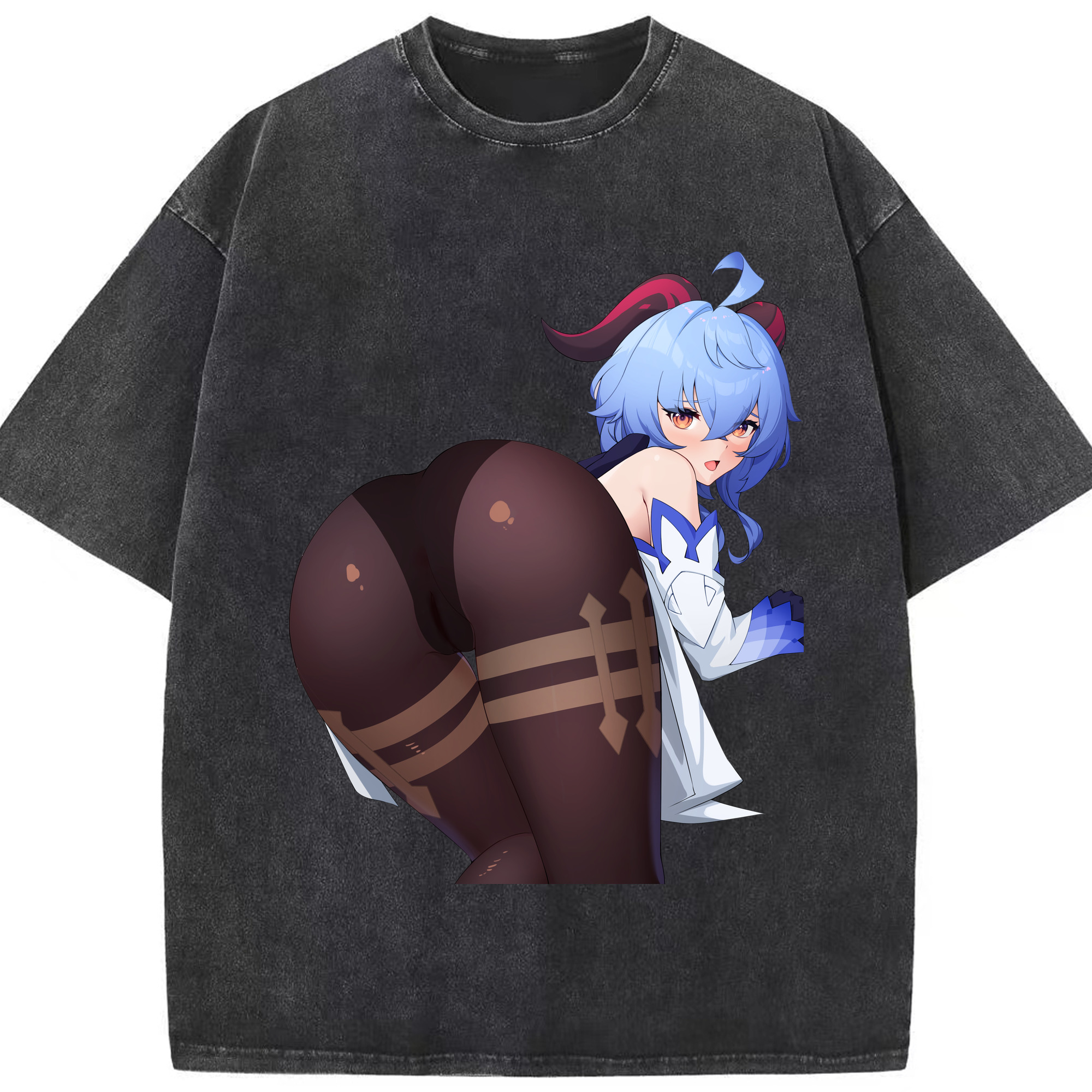 げんし神 甘雨 かんう genshin Ganyu 綿100% ヴィンテージ風 半袖Tシャツ（フロントプリント）