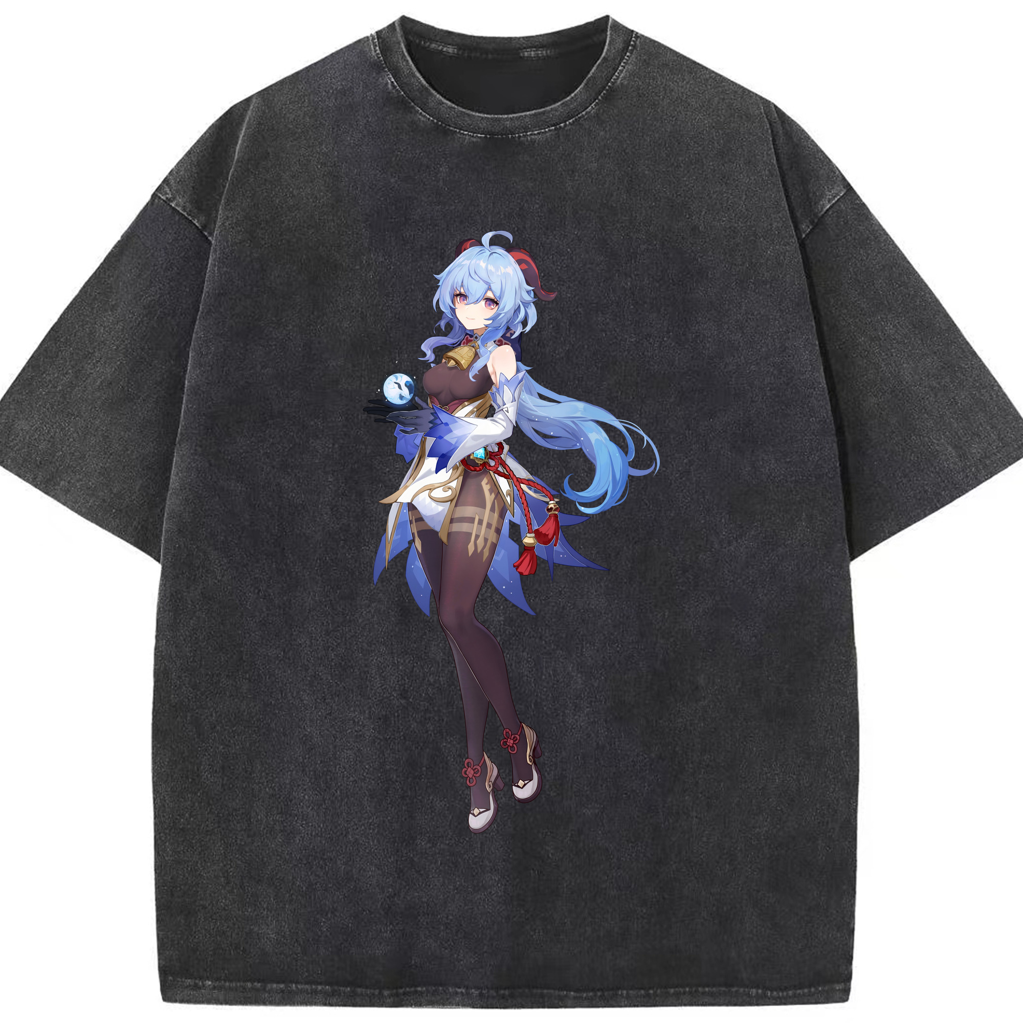 げんし神 甘雨 かんう genshin Ganyu 綿100% ヴィンテージ風 半袖Tシャツ（フロントプリント）
