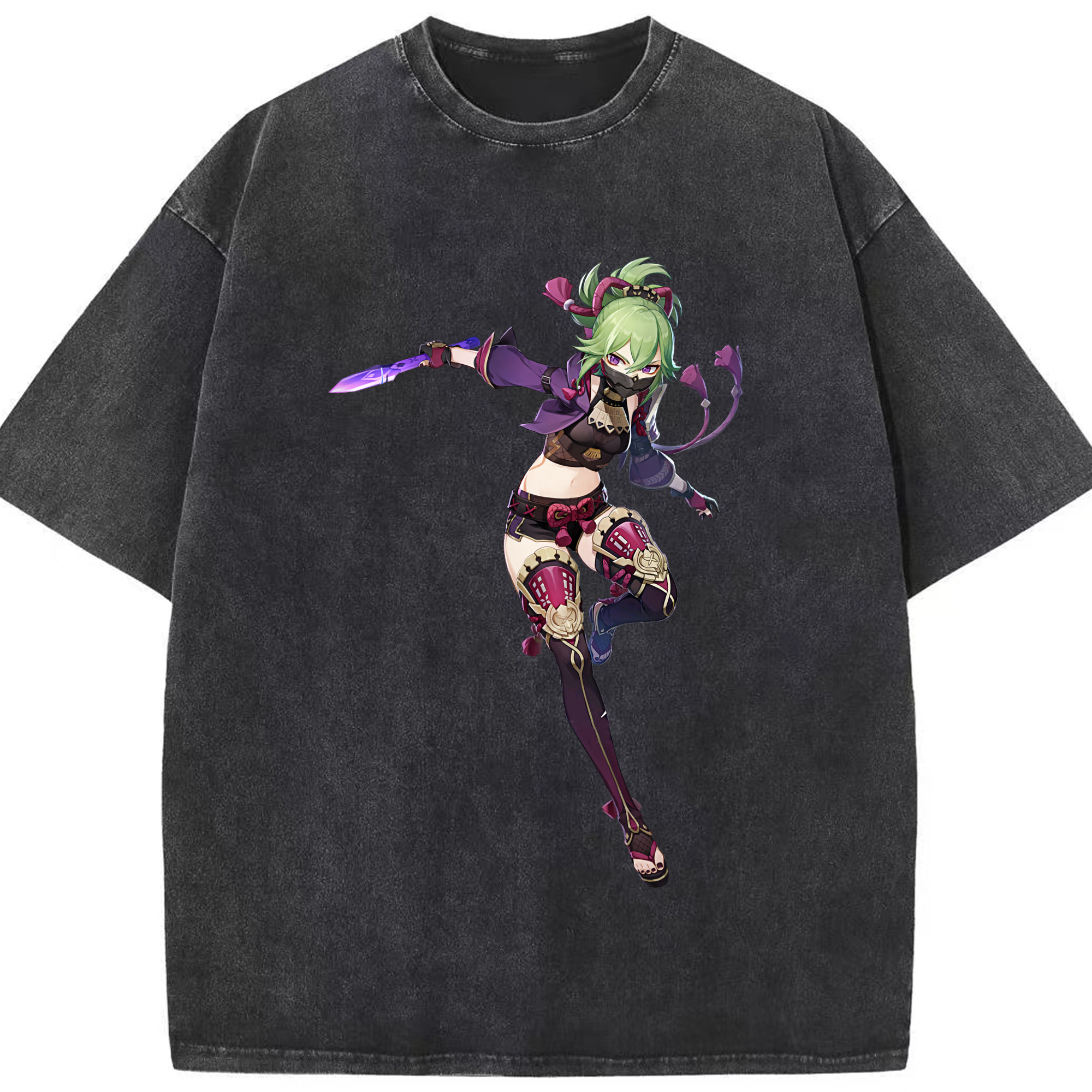 げんし神  久岐忍 くき しのぶ genshin Kuki Shinobu 綿100% ヴィンテージ風 半袖Tシャツ（フロントプリント）