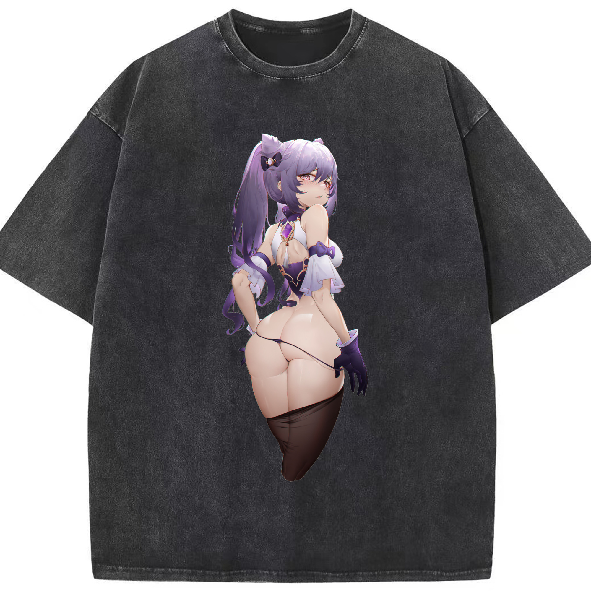 げんし神 刻晴 こくせい genshin Kokusei 綿100% ヴィンテージ風 半袖Tシャツ（フロントプリント）