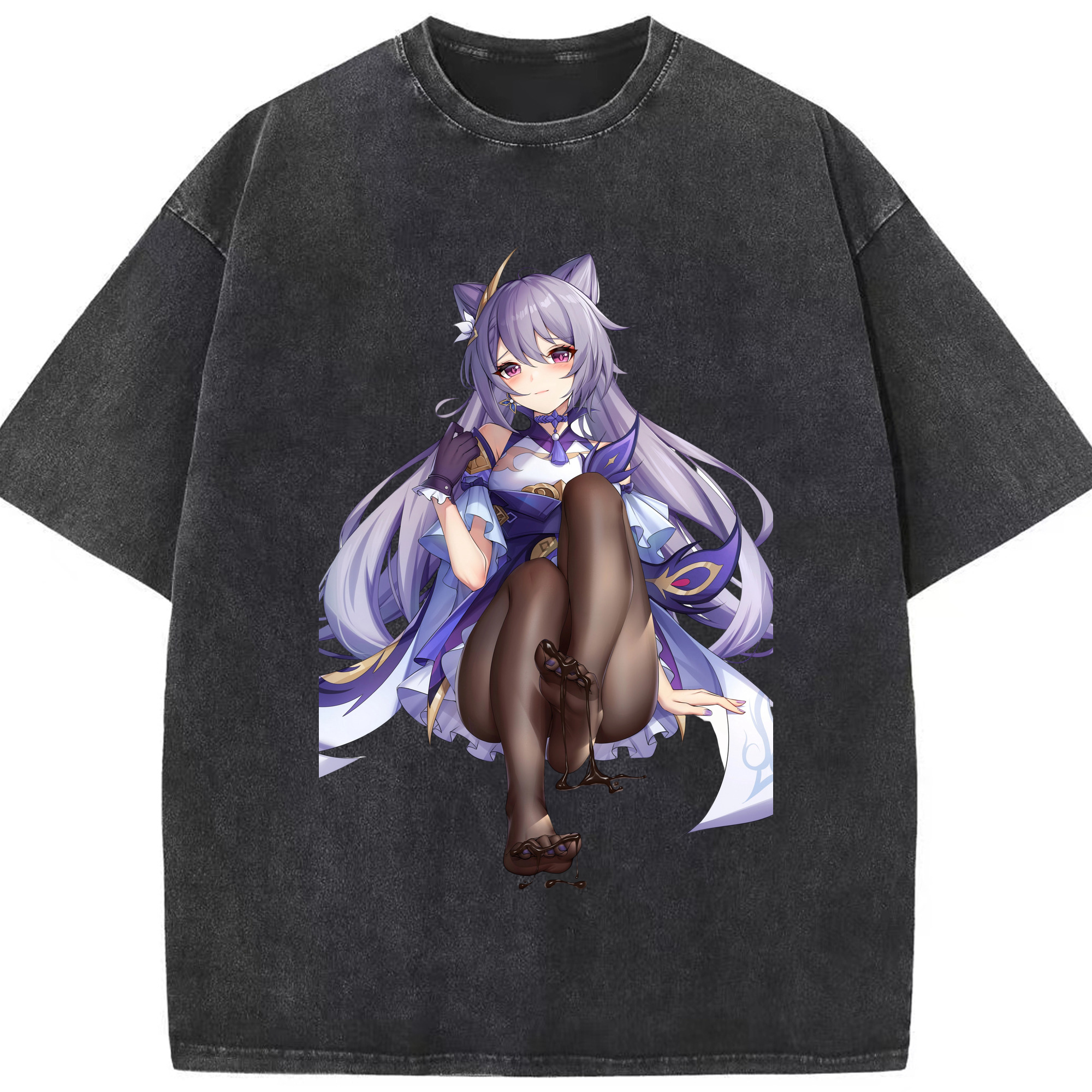げんし神 刻晴 こくせい genshin Kokusei 綿100% ヴィンテージ風 半袖Tシャツ（フロントプリント）