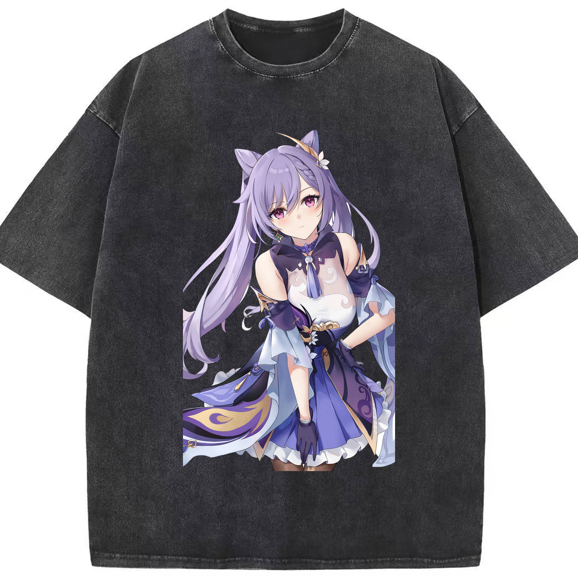げんし神 刻晴 こくせい genshin Kokusei 綿100% ヴィンテージ風 半袖Tシャツ（フロントプリント）