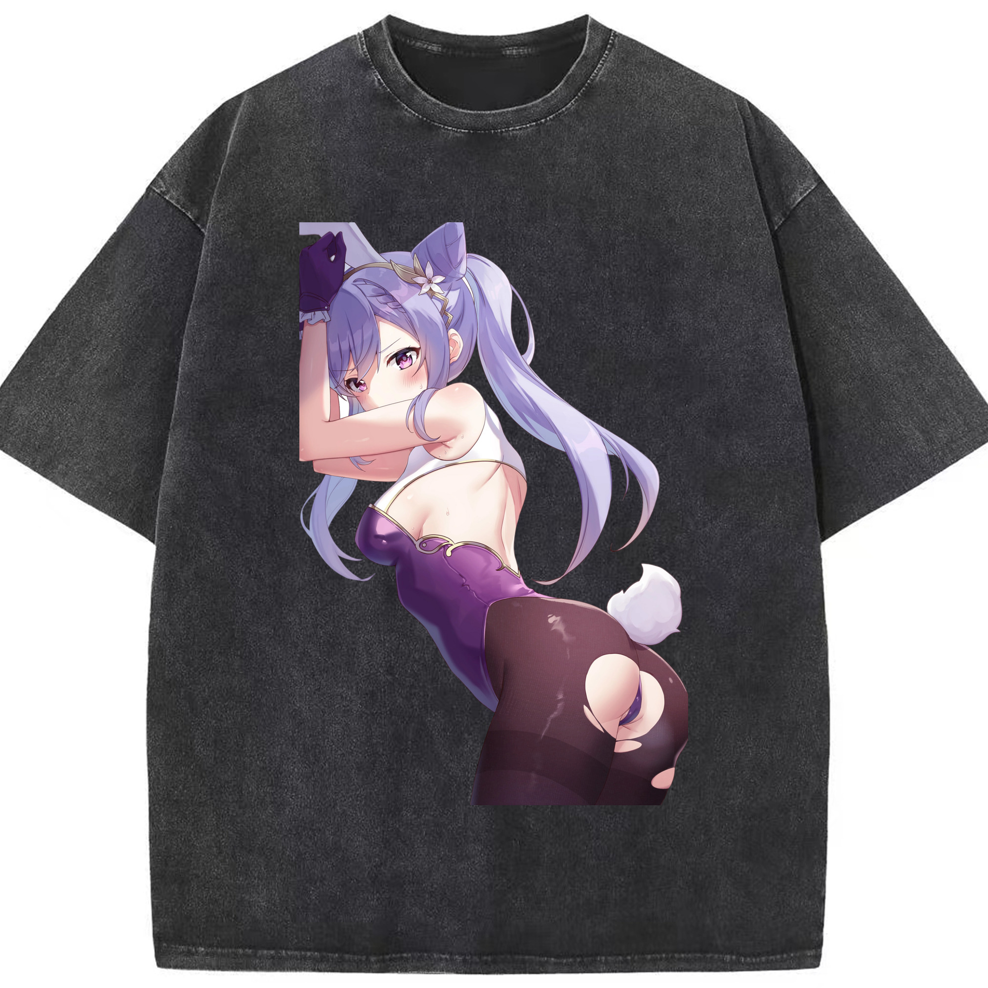 げんし神 刻晴 こくせい genshin Kokusei 綿100% ヴィンテージ風 半袖Tシャツ（フロントプリント）