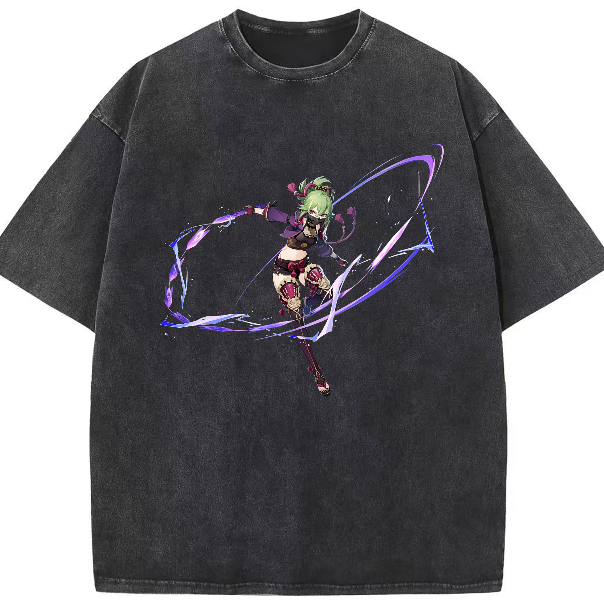 げんし神  久岐忍 くき しのぶ genshin Kuki Shinobu 綿100% ヴィンテージ風 半袖Tシャツ（フロントプリント）
