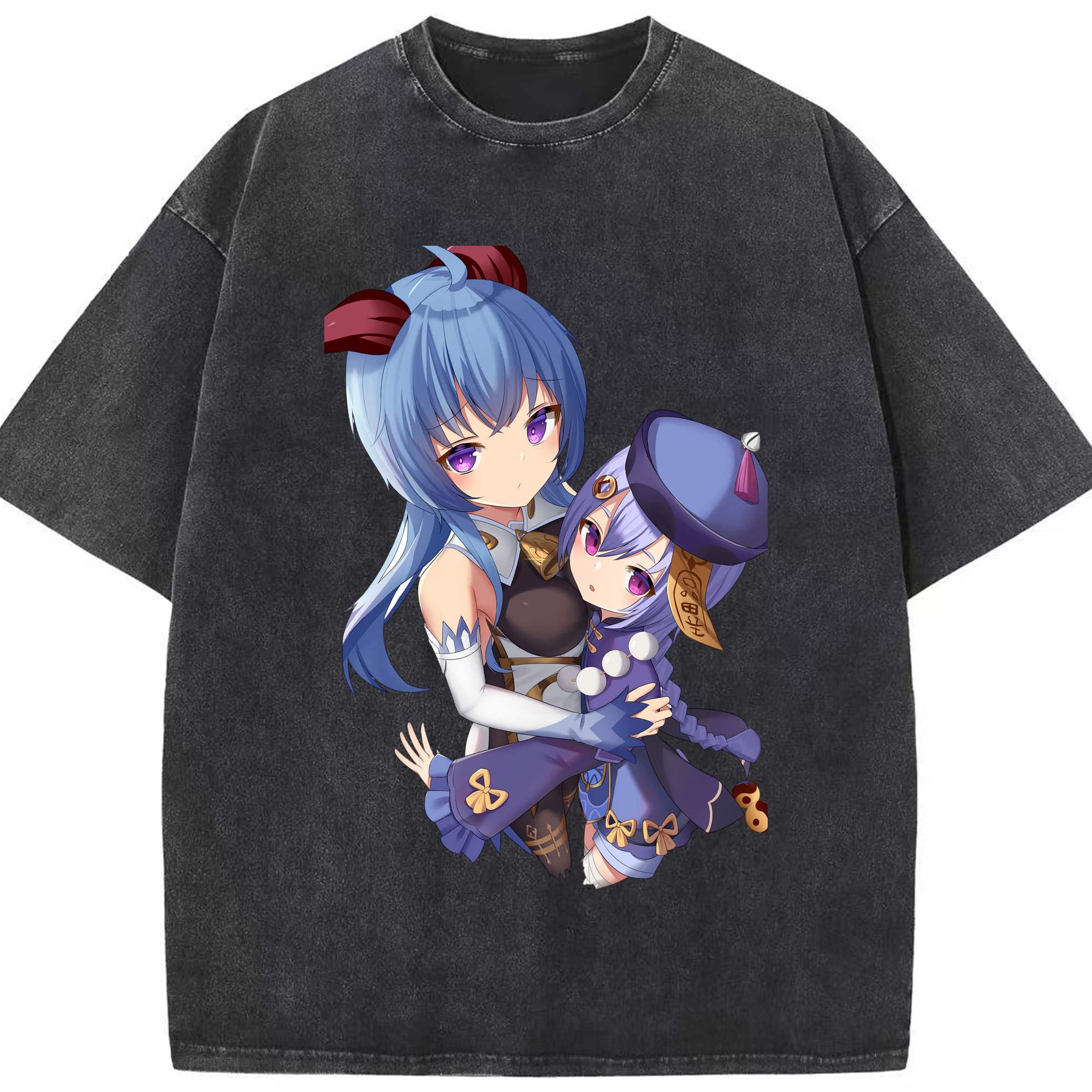 げんし神 甘雨 かんう genshin Ganyu 綿100% ヴィンテージ風 半袖Tシャツ（フロントプリント）