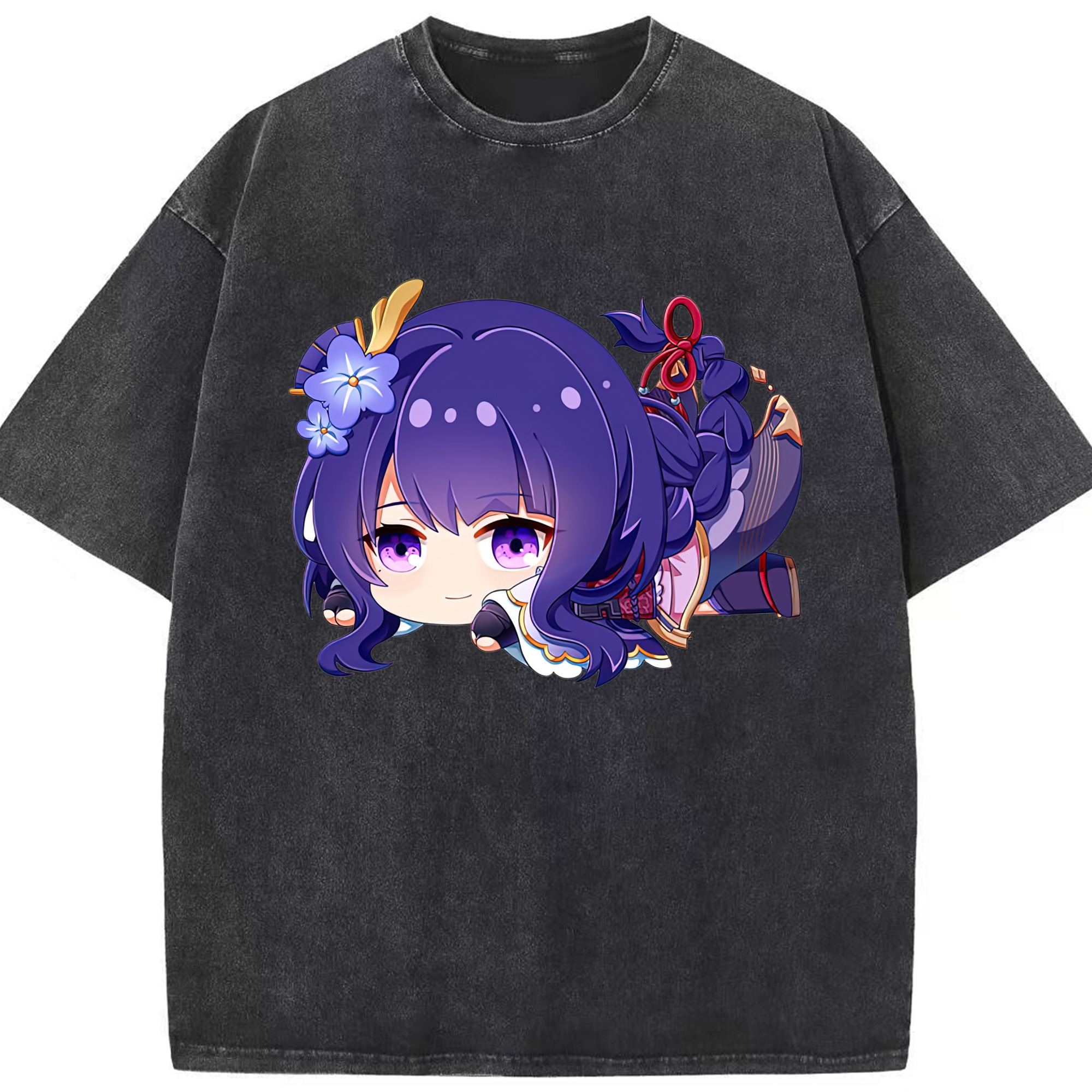 げんし神 雷電将軍 らいでんしょうぐん genshin Raiden Shogun 綿100% ヴィンテージ風 半袖Tシャツ（フロントプリント）
