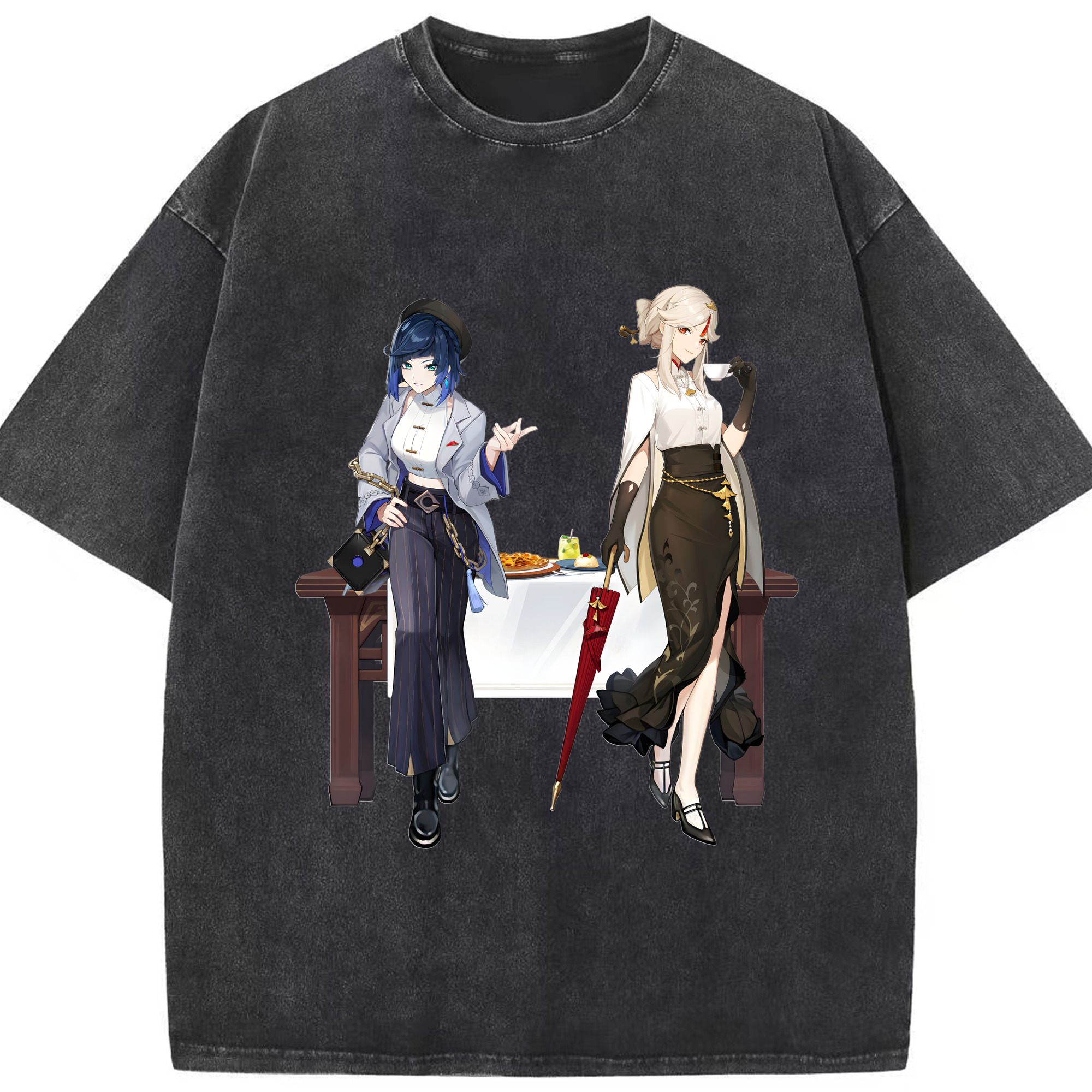 げんし神 夜兰 やらん genshin Yaran 綿100% ヴィンテージ風 半袖Tシャツ（フロントプリント）