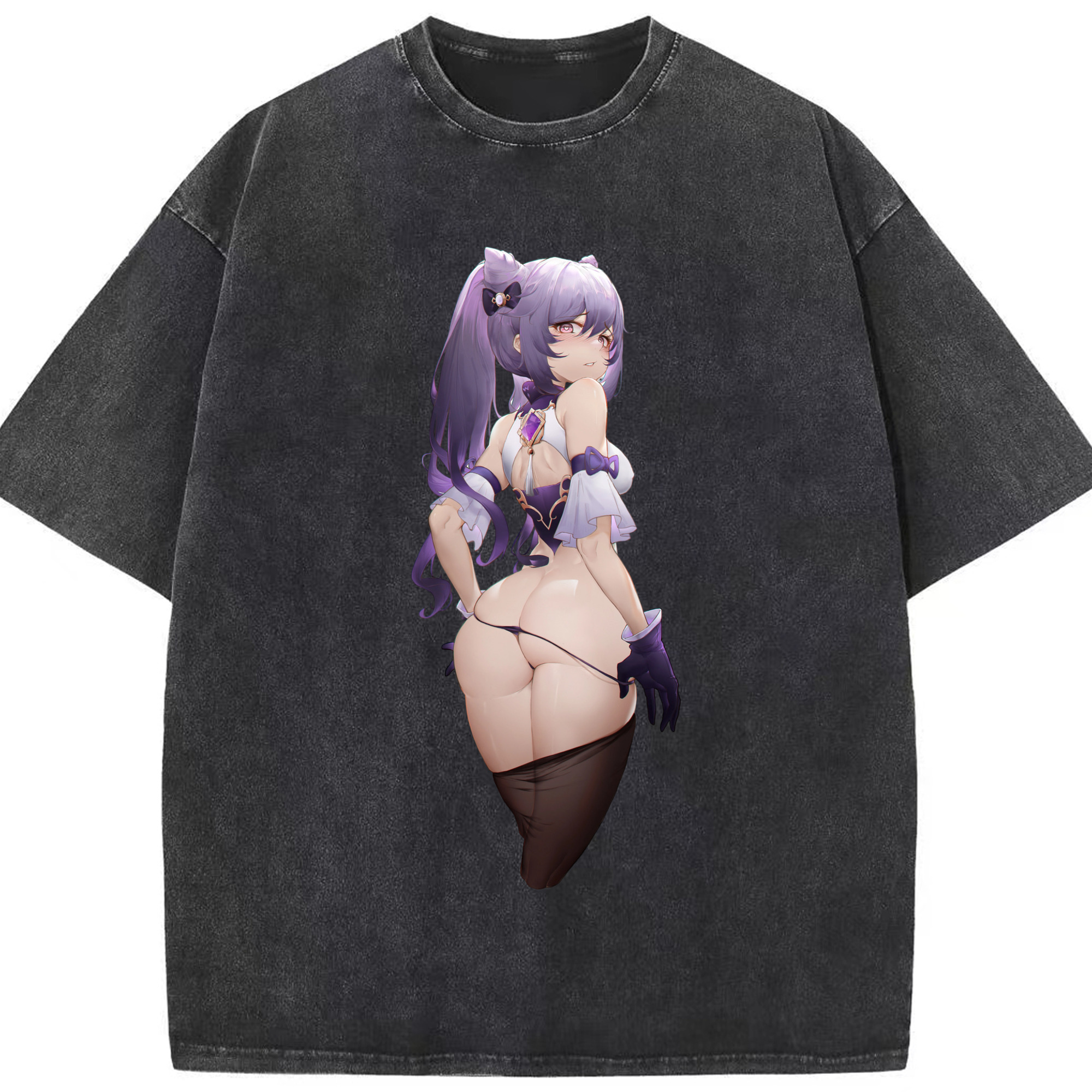 げんし神 刻晴 こくせい genshin Kokusei 綿100% ヴィンテージ風 半袖Tシャツ（フロントプリント）