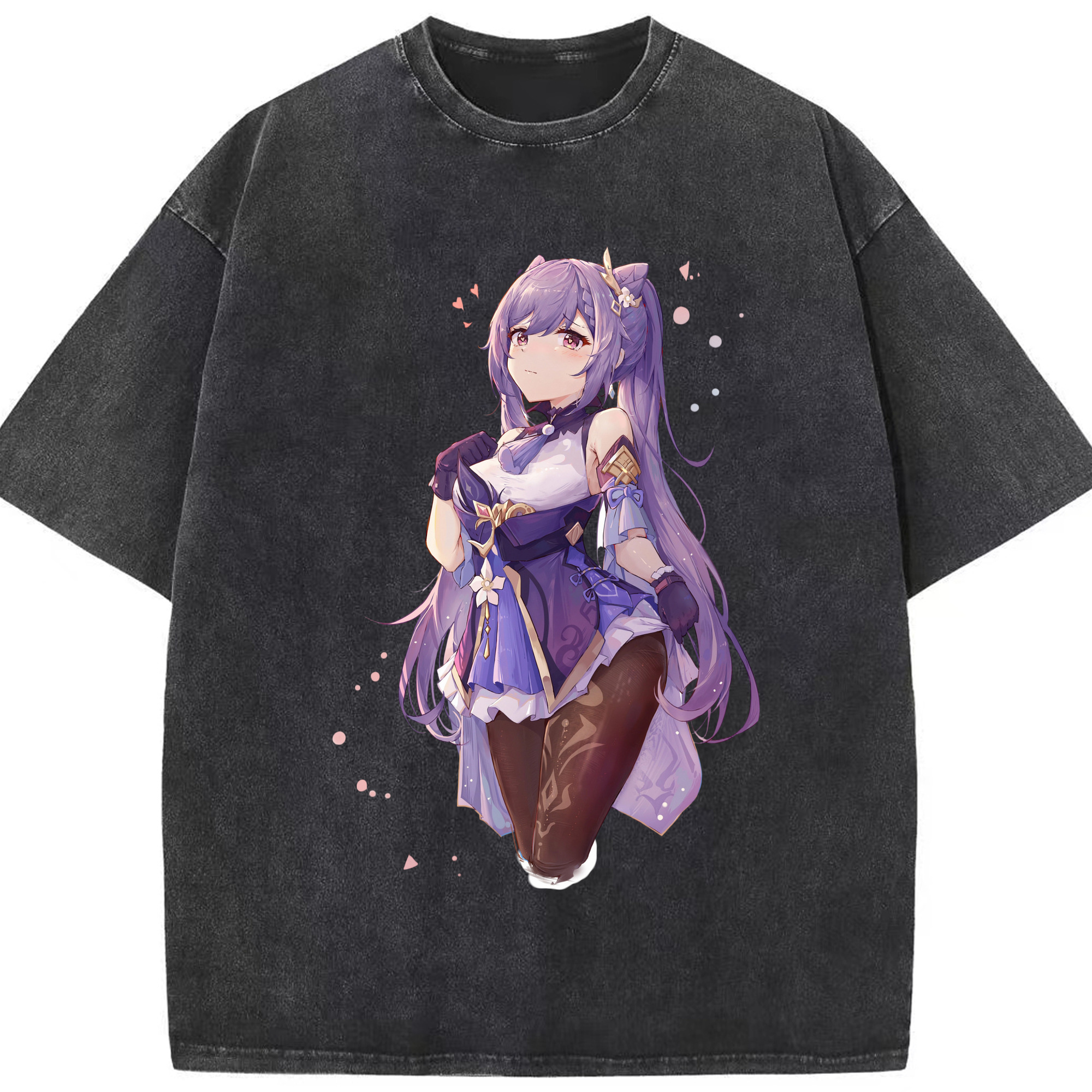 げんし神 刻晴 こくせい genshin Kokusei 綿100% ヴィンテージ風 半袖Tシャツ（フロントプリント）