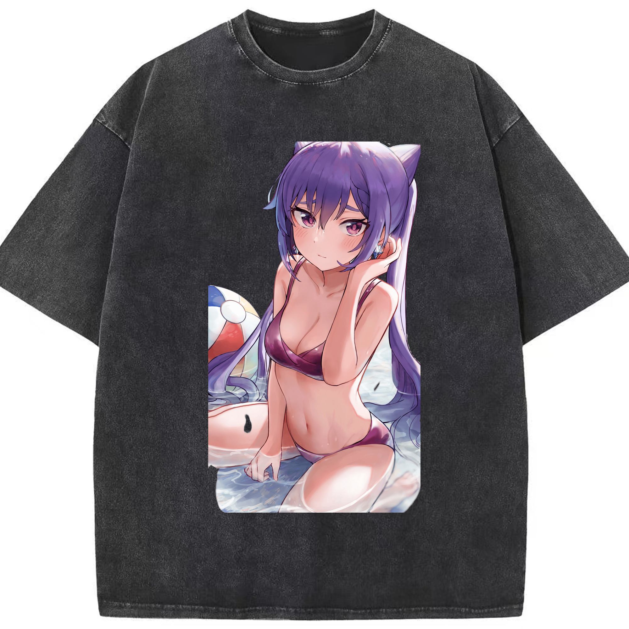げんし神 刻晴 こくせい genshin Kokusei 綿100% ヴィンテージ風 半袖Tシャツ（フロントプリント）