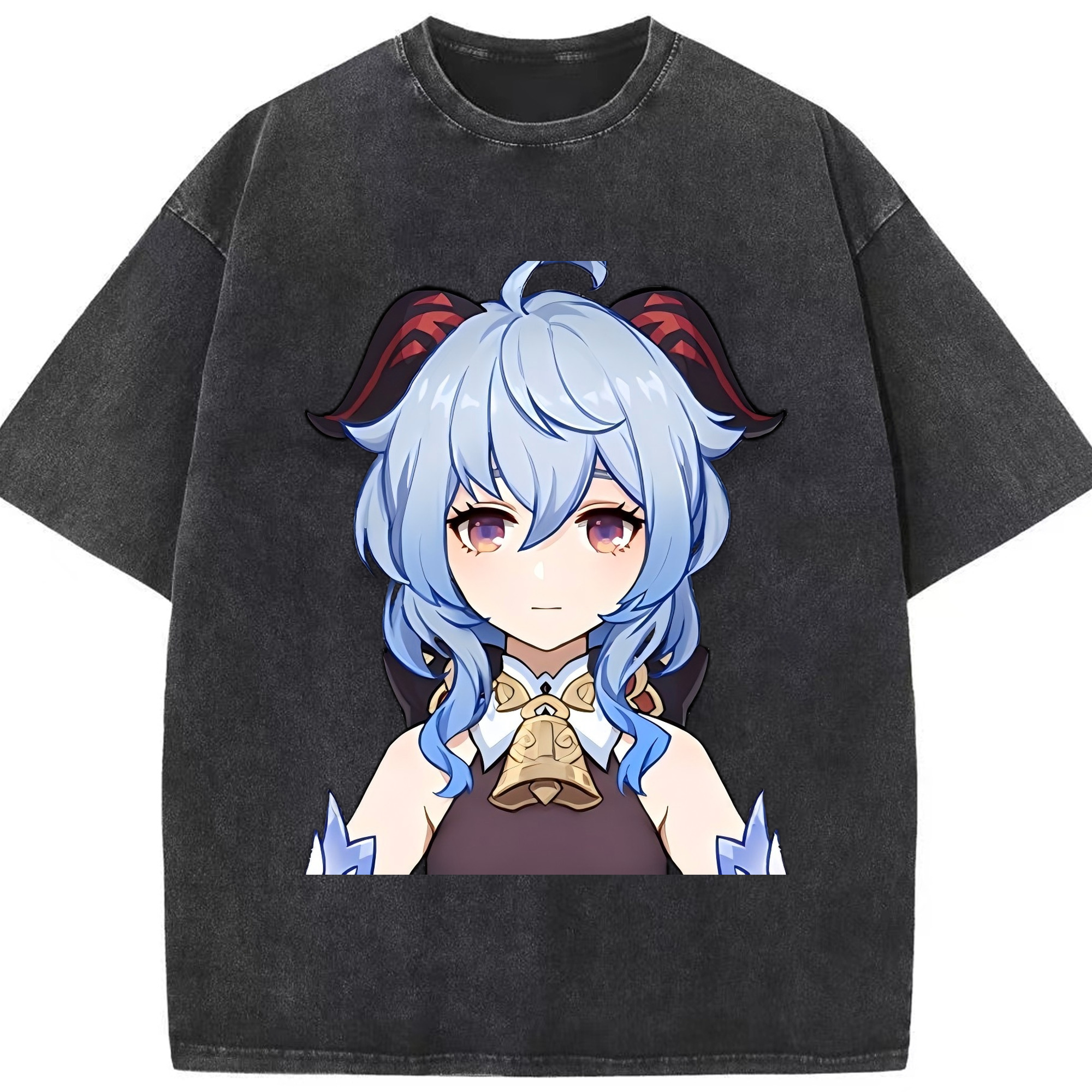 げんし神 甘雨 かんう genshin Ganyu 綿100% ヴィンテージ風 半袖Tシャツ（フロントプリント）