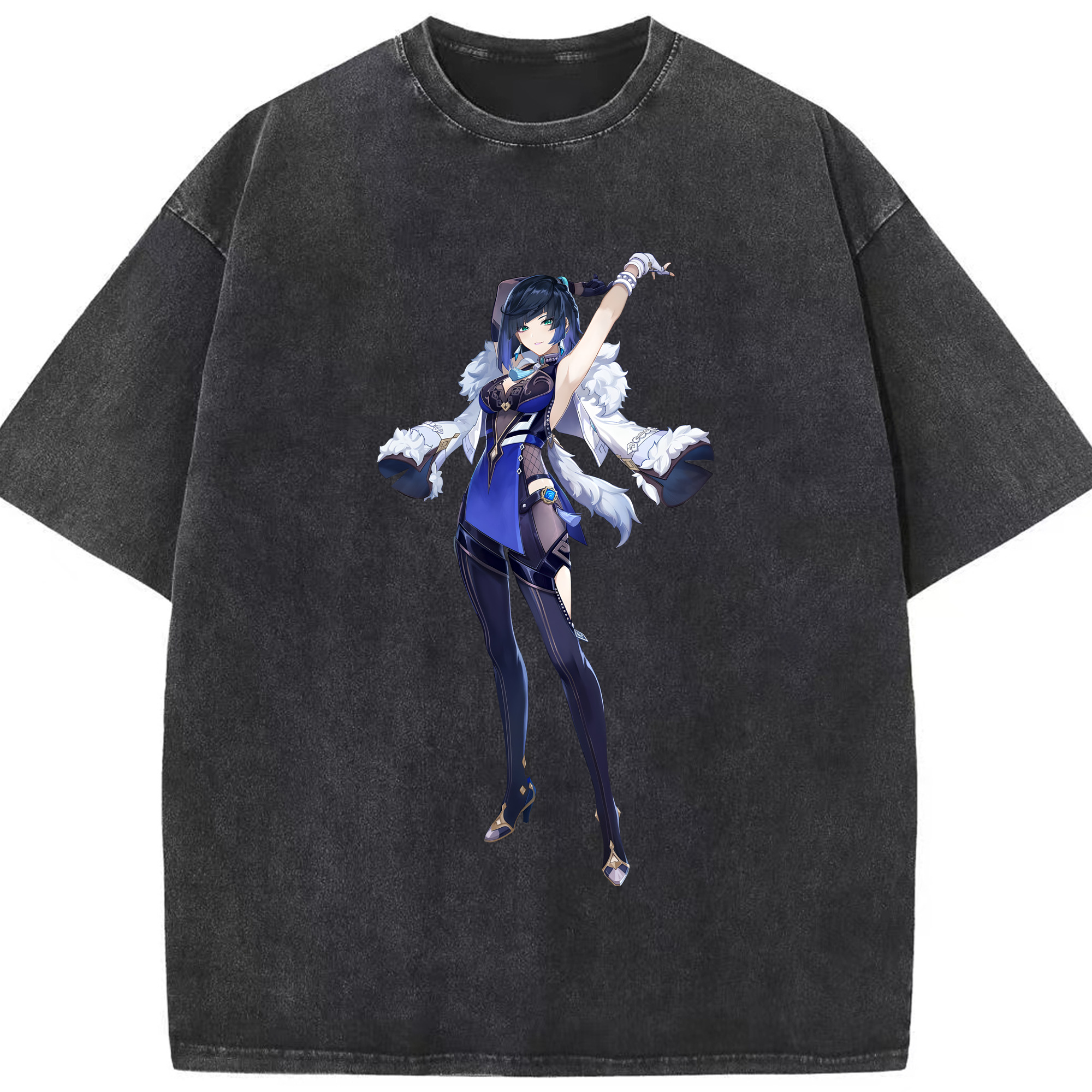 げんし神 夜兰 やらん genshin Yaran 綿100% ヴィンテージ風 半袖Tシャツ（フロントプリント）