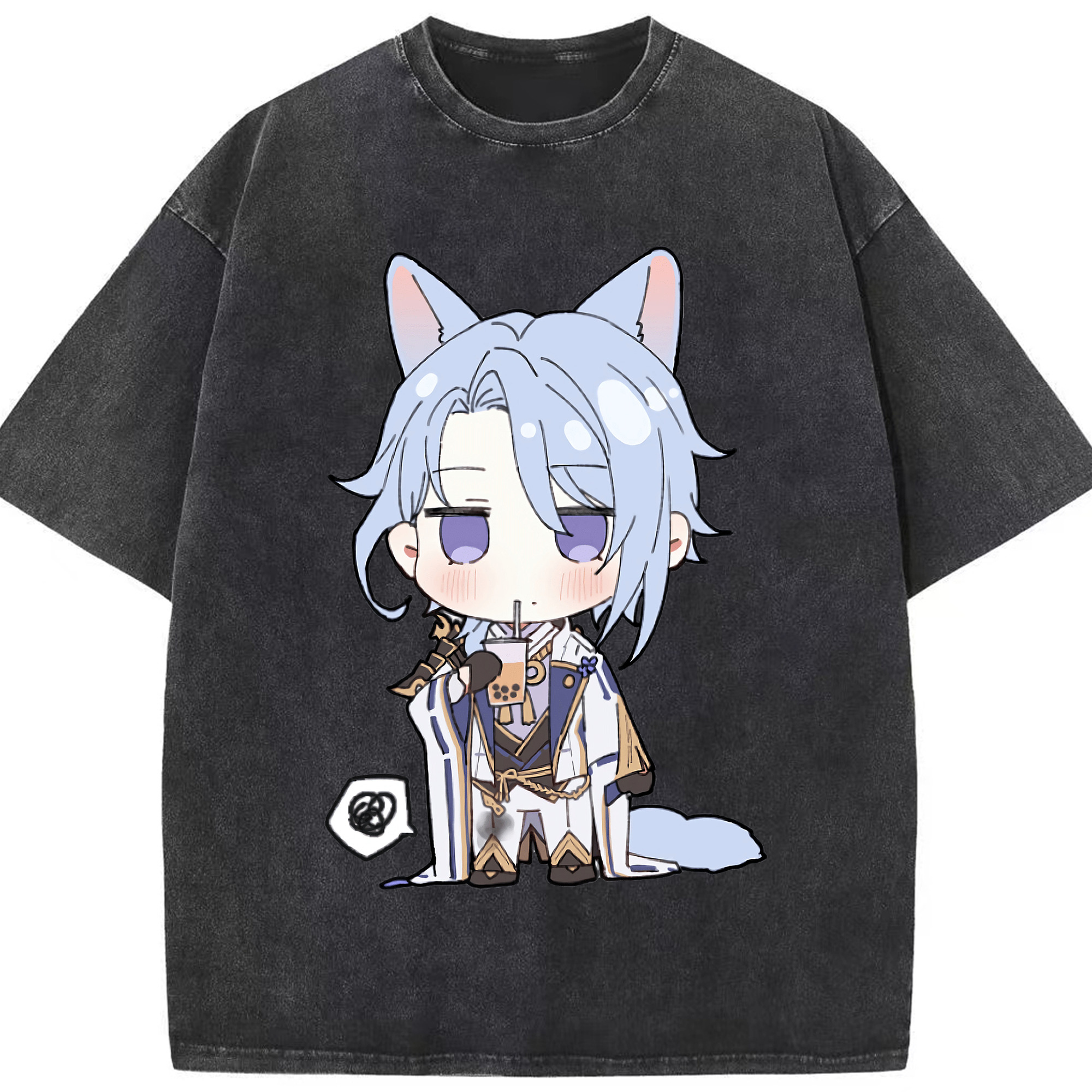 げんし神 神里綾人 かみさとあやと genshin Kamisato Ayato 綿100% ヴィンテージ風 半袖Tシャツ（フロントプリント）