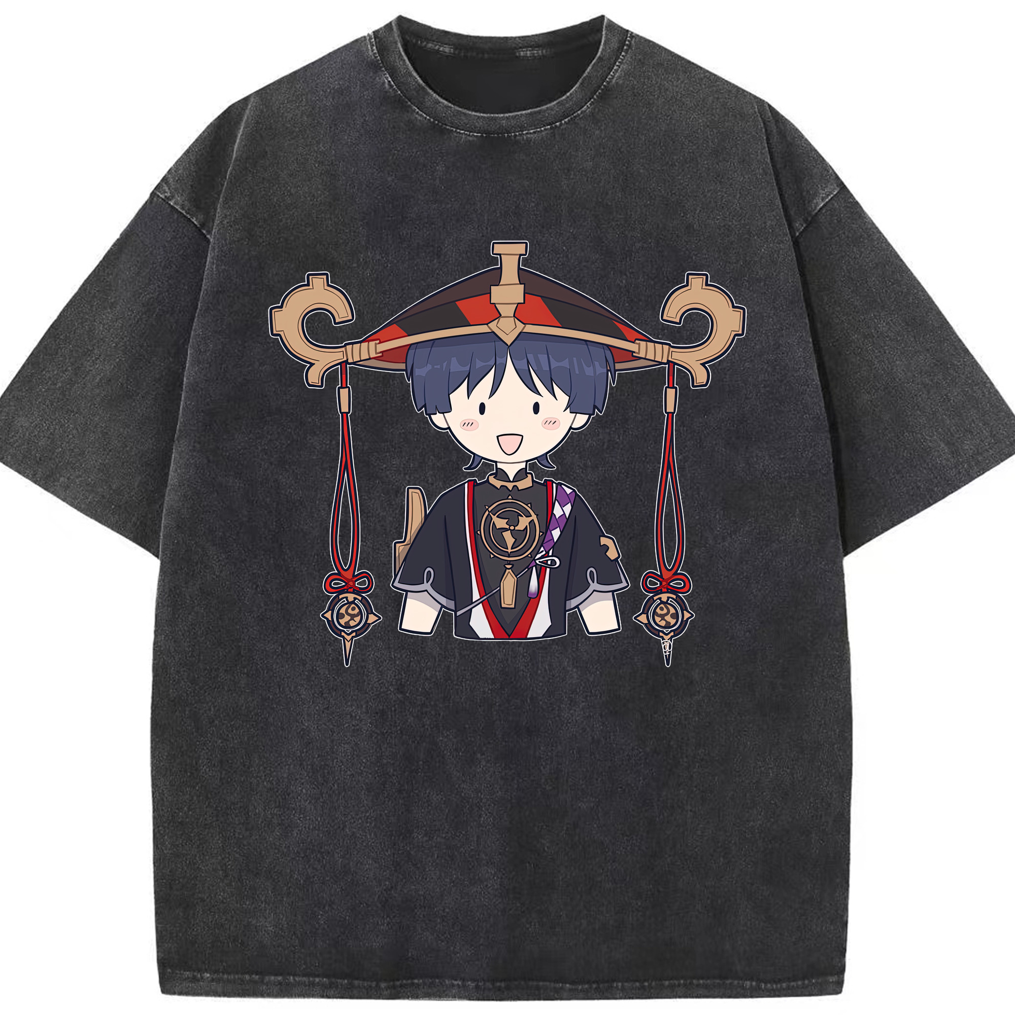 げんし神 さんペい genshin Sanpei 綿100% ヴィンテージ風 半袖Tシャツ（フロントプリント）