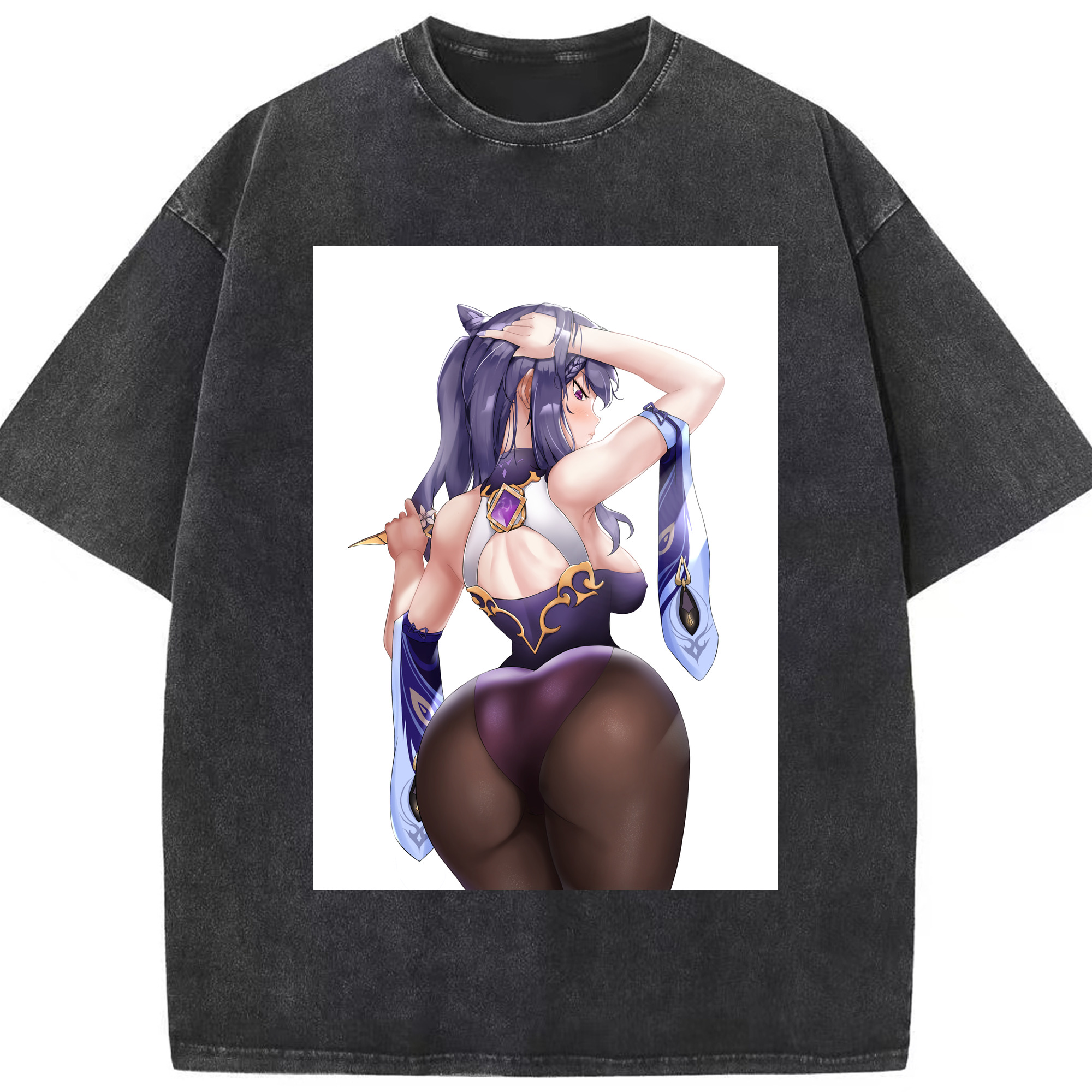 げんし神 刻晴 こくせい genshin Kokusei 綿100% ヴィンテージ風 半袖Tシャツ（フロントプリント）