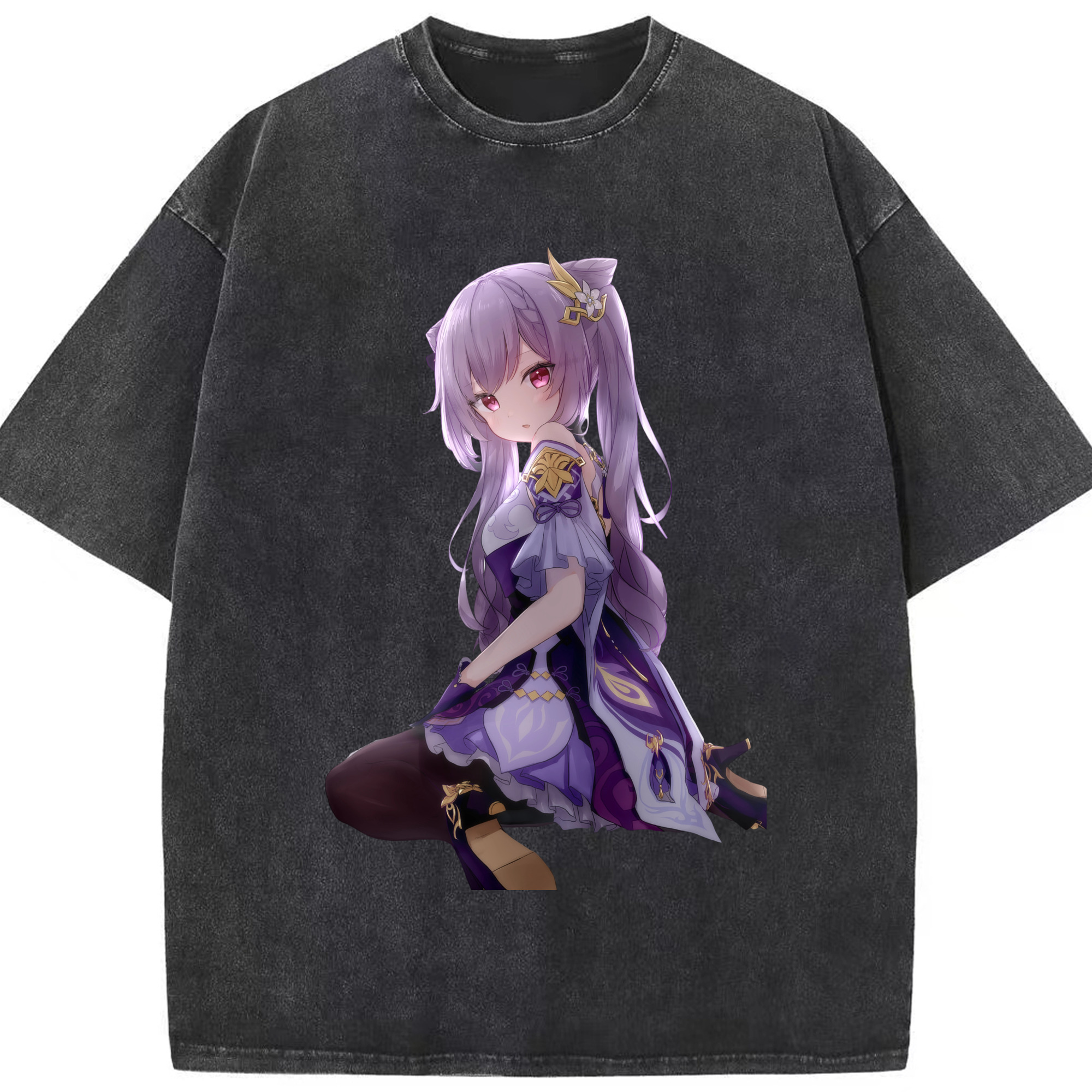 げんし神 刻晴 こくせい genshin Kokusei 綿100% ヴィンテージ風 半袖Tシャツ（フロントプリント）