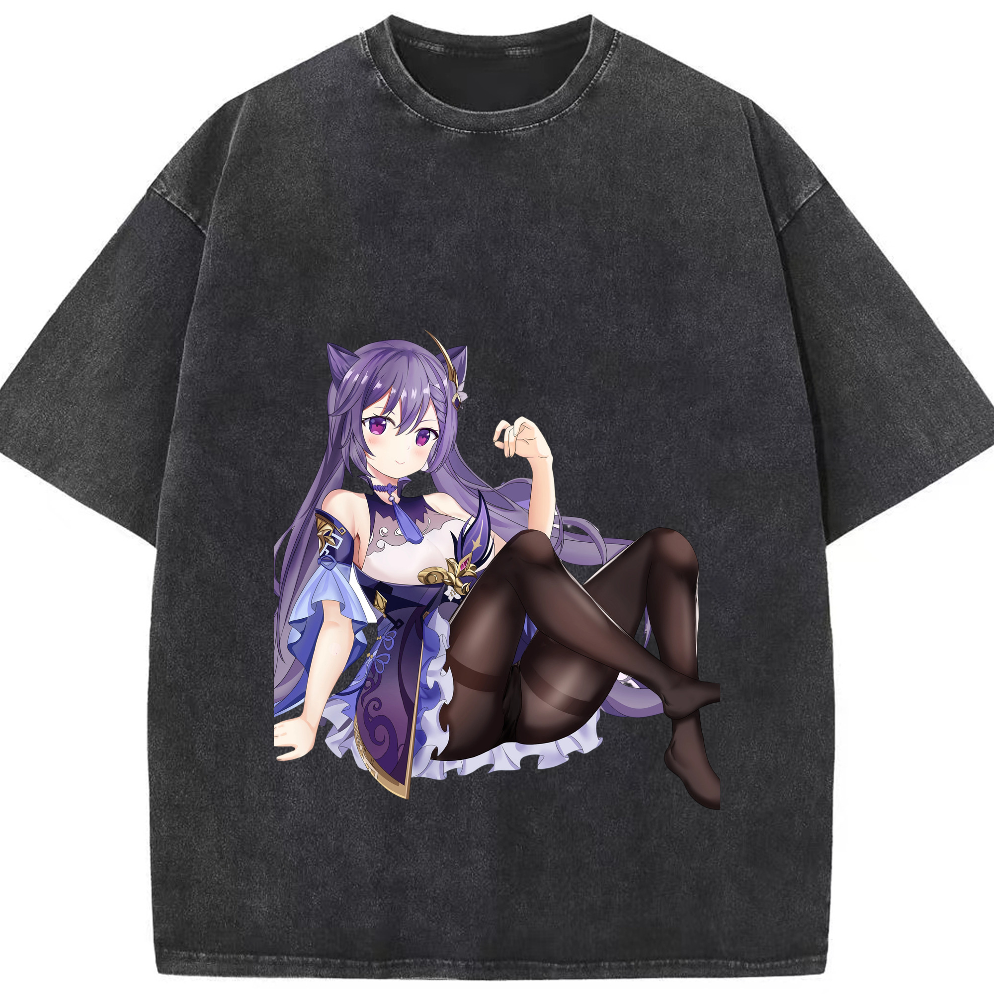 げんし神 刻晴 こくせい genshin Kokusei 綿100% ヴィンテージ風 半袖Tシャツ（フロントプリント）