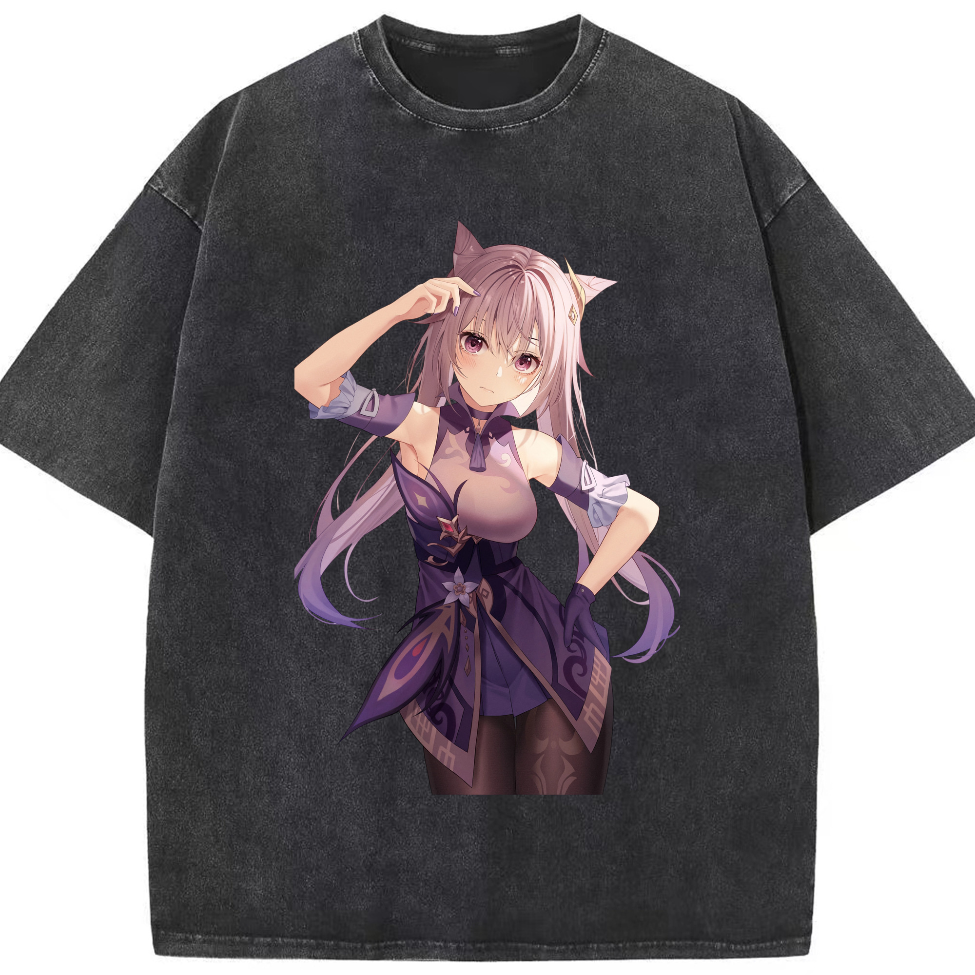 げんし神 刻晴 こくせい genshin Kokusei 綿100% ヴィンテージ風 半袖Tシャツ（フロントプリント）