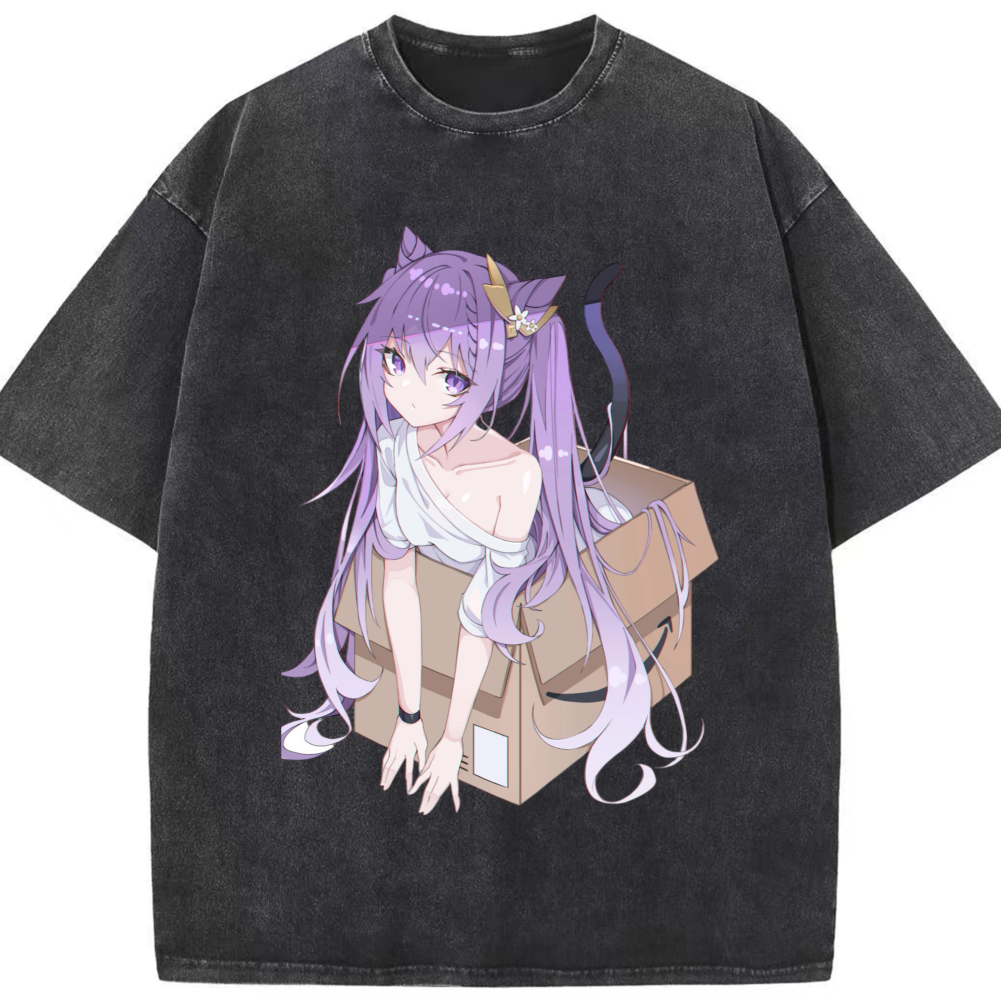 げんし神 刻晴 こくせい genshin Kokusei 綿100% ヴィンテージ風 半袖Tシャツ（フロントプリント）