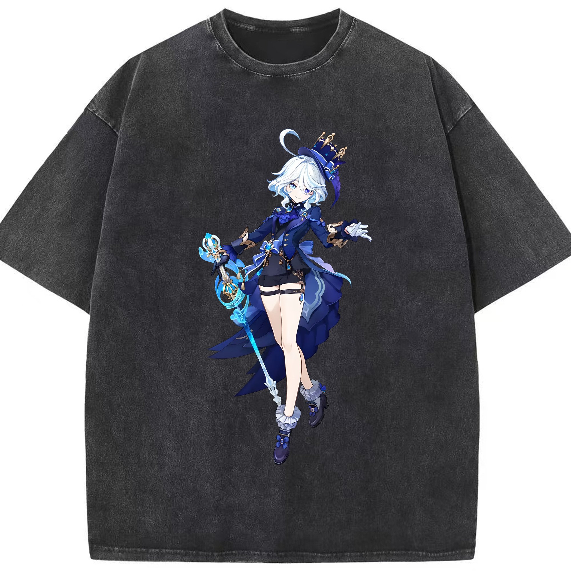 げんし神 フリーナ genshin Furina 綿100% ヴィンテージ風 半袖Tシャツ（フロントプリント）