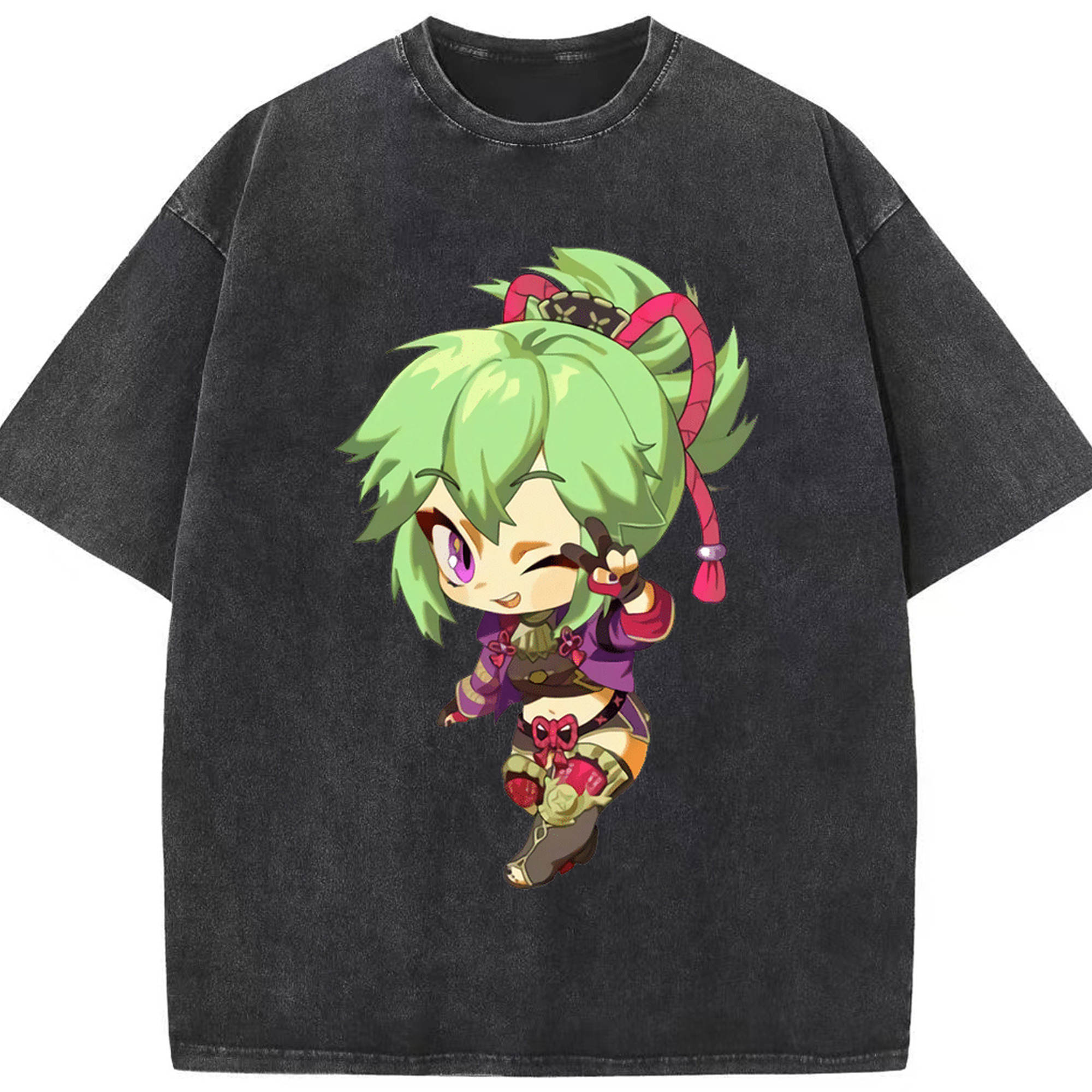 げんし神  久岐忍 くき しのぶ genshin Kuki Shinobu 綿100% ヴィンテージ風 半袖Tシャツ（フロントプリント）