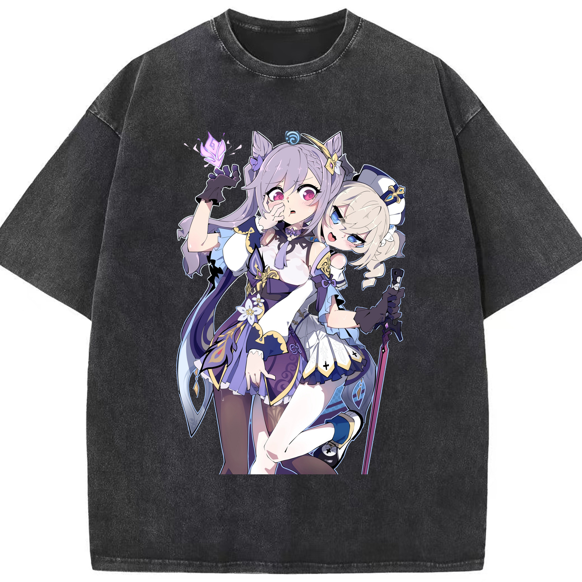げんし神 刻晴 こくせい genshin Kokusei 綿100% ヴィンテージ風 半袖Tシャツ（フロントプリント）