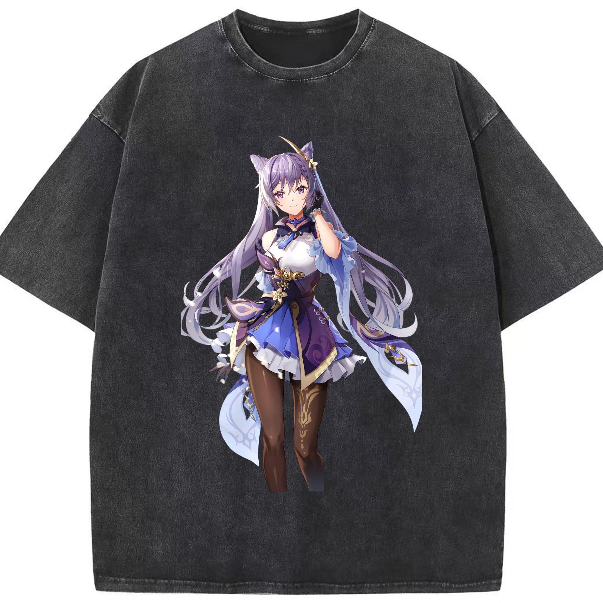 げんし神 刻晴 こくせい genshin Kokusei 綿100% ヴィンテージ風 半袖Tシャツ（フロントプリント）