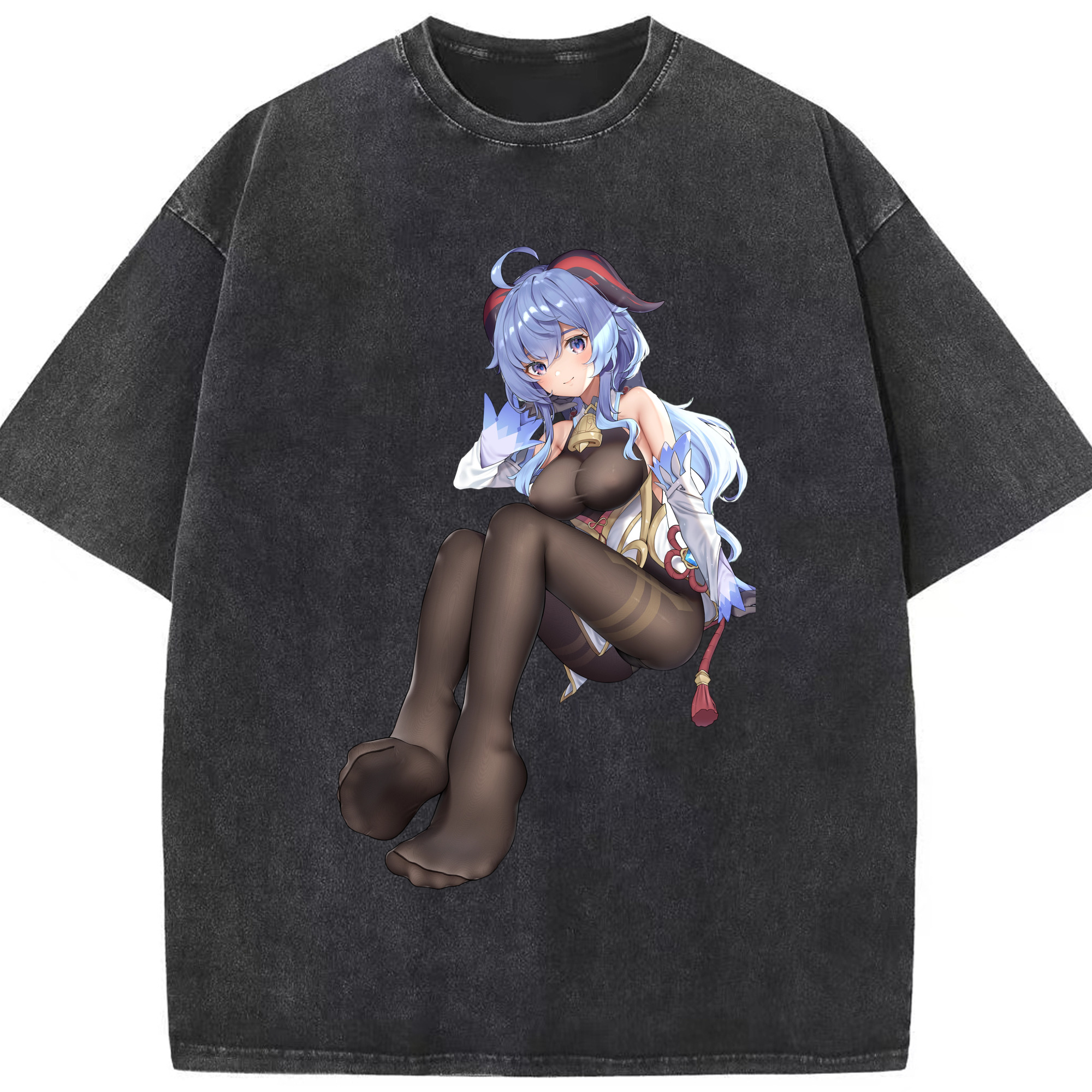 げんし神 甘雨 かんう genshin Ganyu 綿100% ヴィンテージ風 半袖Tシャツ（フロントプリント）