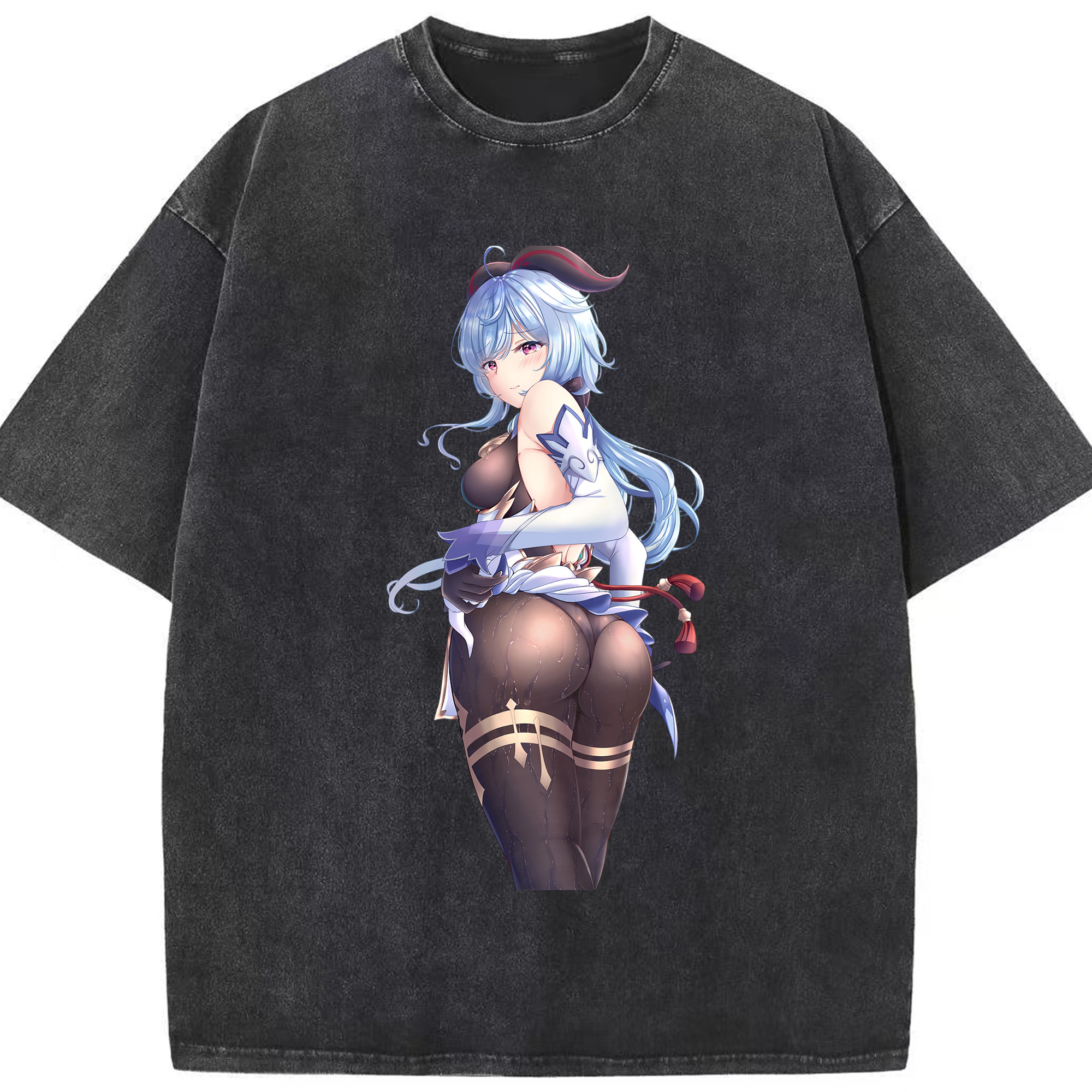 げんし神 甘雨 かんう genshin Ganyu 綿100% ヴィンテージ風 半袖Tシャツ（フロントプリント）