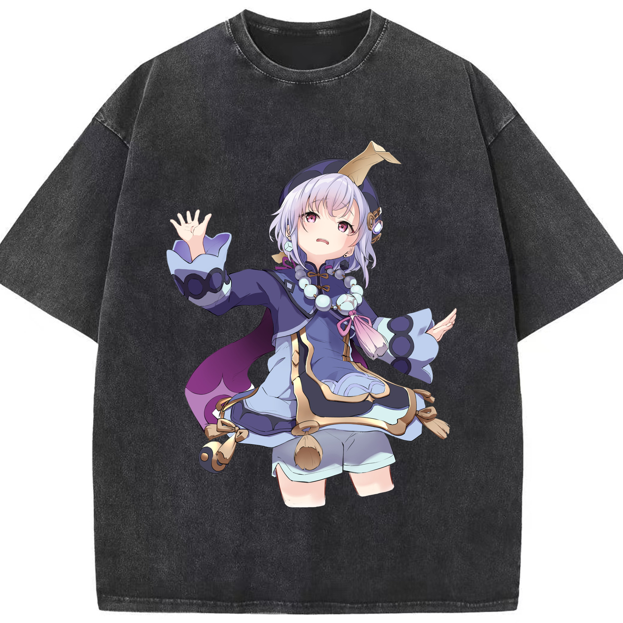 げんし神 七七 なな  genshin Nana 綿100% ヴィンテージ風 半袖Tシャツ（フロントプリント）