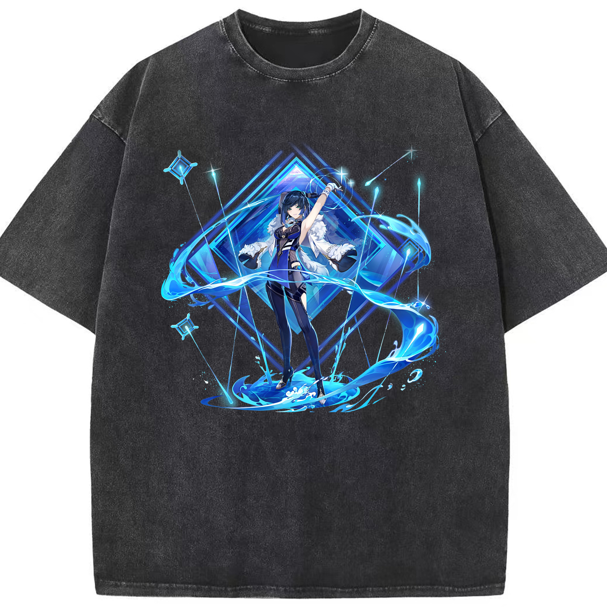げんし神 夜兰 やらん genshin Yaran 綿100% ヴィンテージ風 半袖Tシャツ（フロントプリント）
